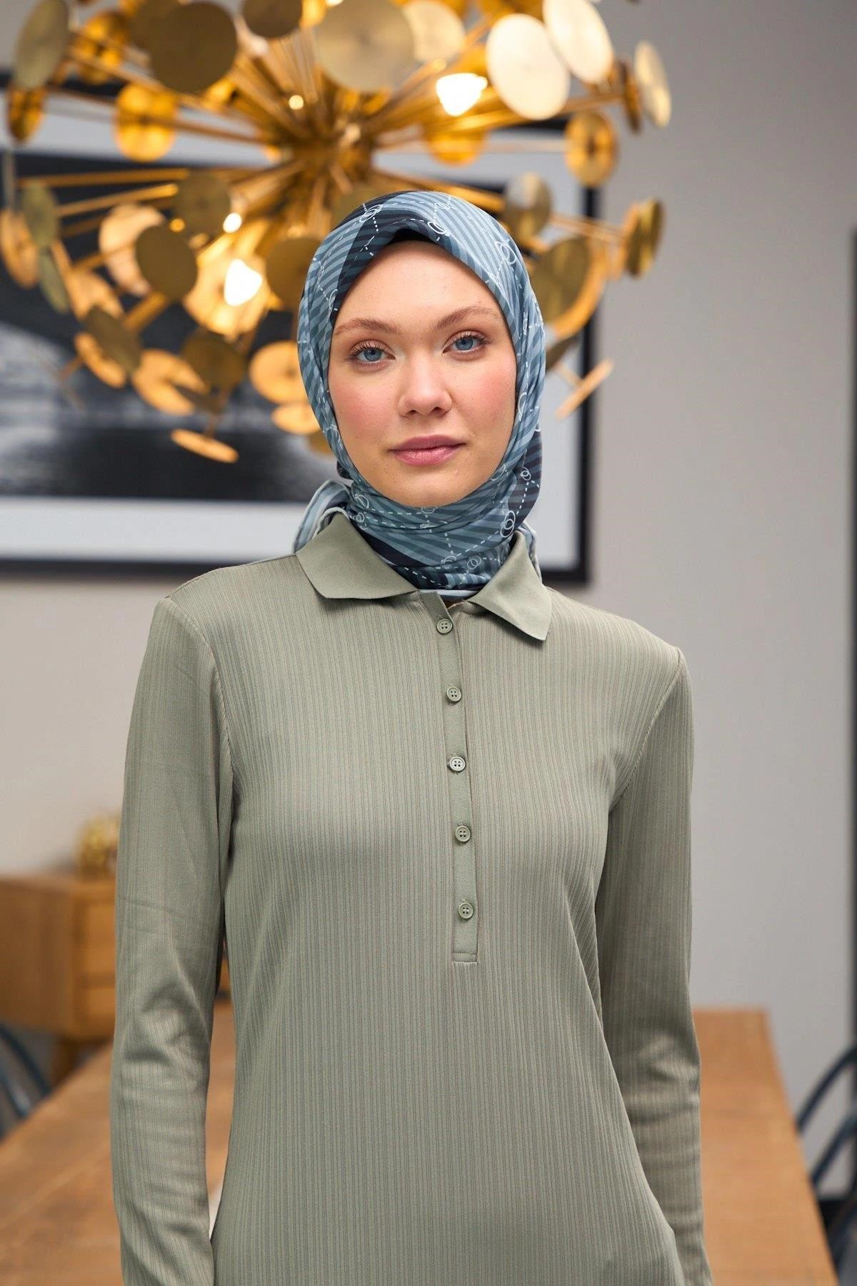 Harmony Collection Soft Eşarp Gri Lacivert 1176-08