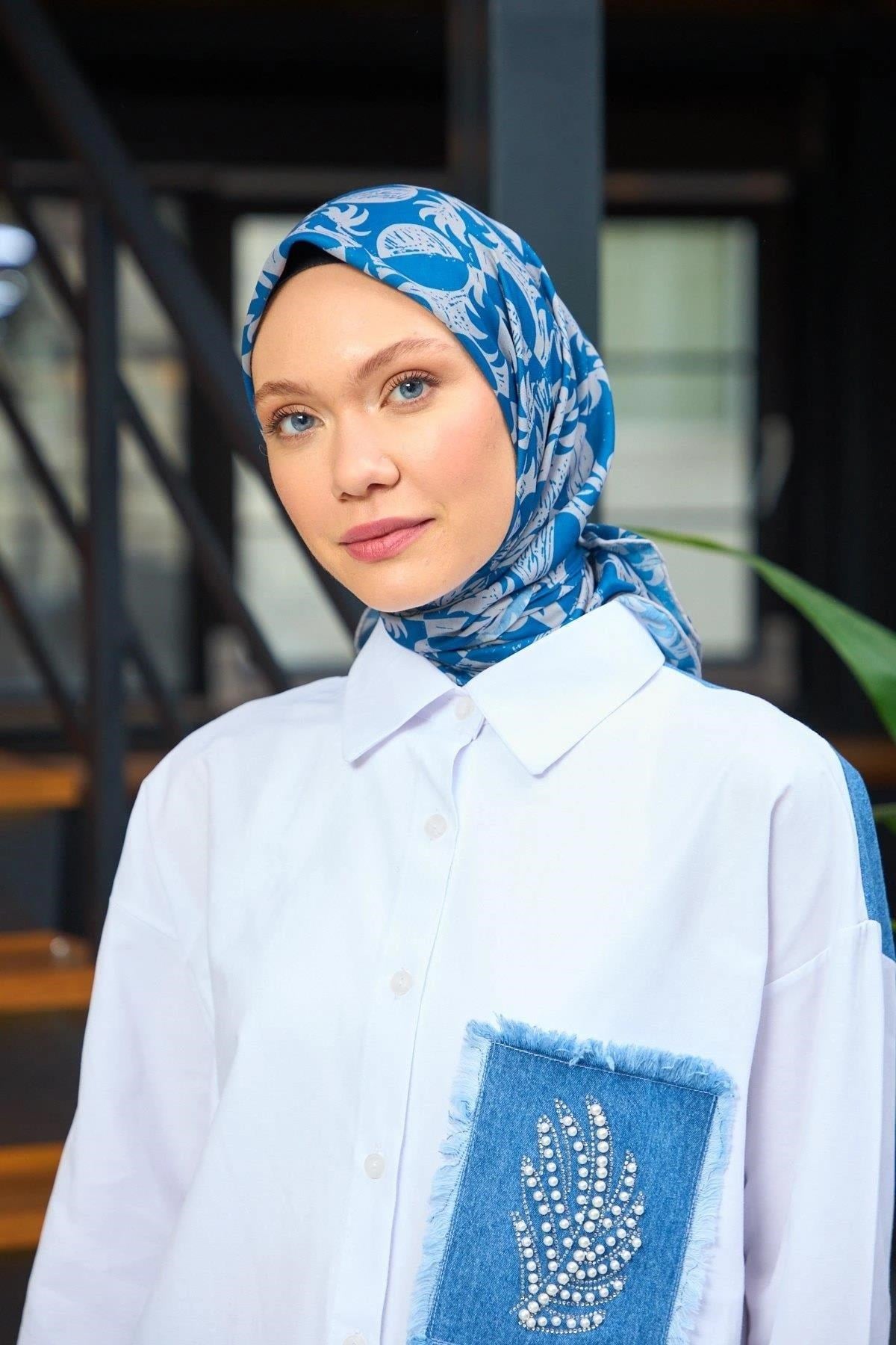 Harmony Collection Soft Eşarp Mavi Gri 1182-15