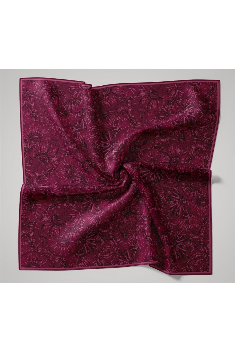 İnce Pamuk Soft Eşarp Fuşya-Bordo Desenli Kaymaz Dokulu Tok Duruşlu 90x90