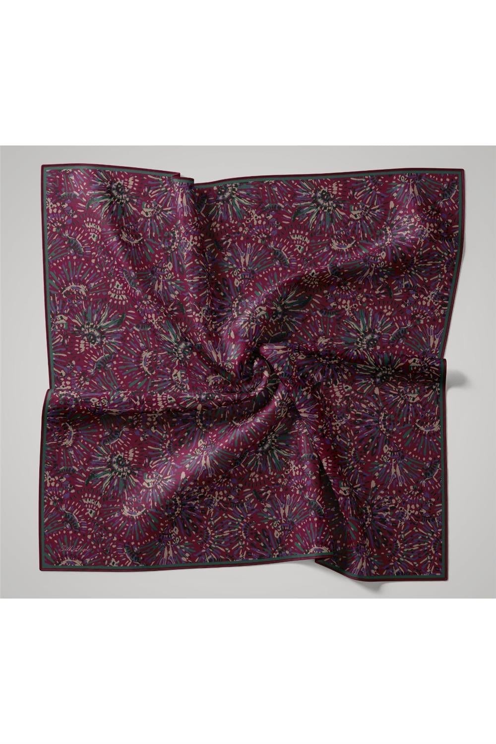 İnce Pamuk Soft Eşarp Fuşya-Patina Yeşili Desenli Kaymaz Dokulu Tok Duruşlu 90x90