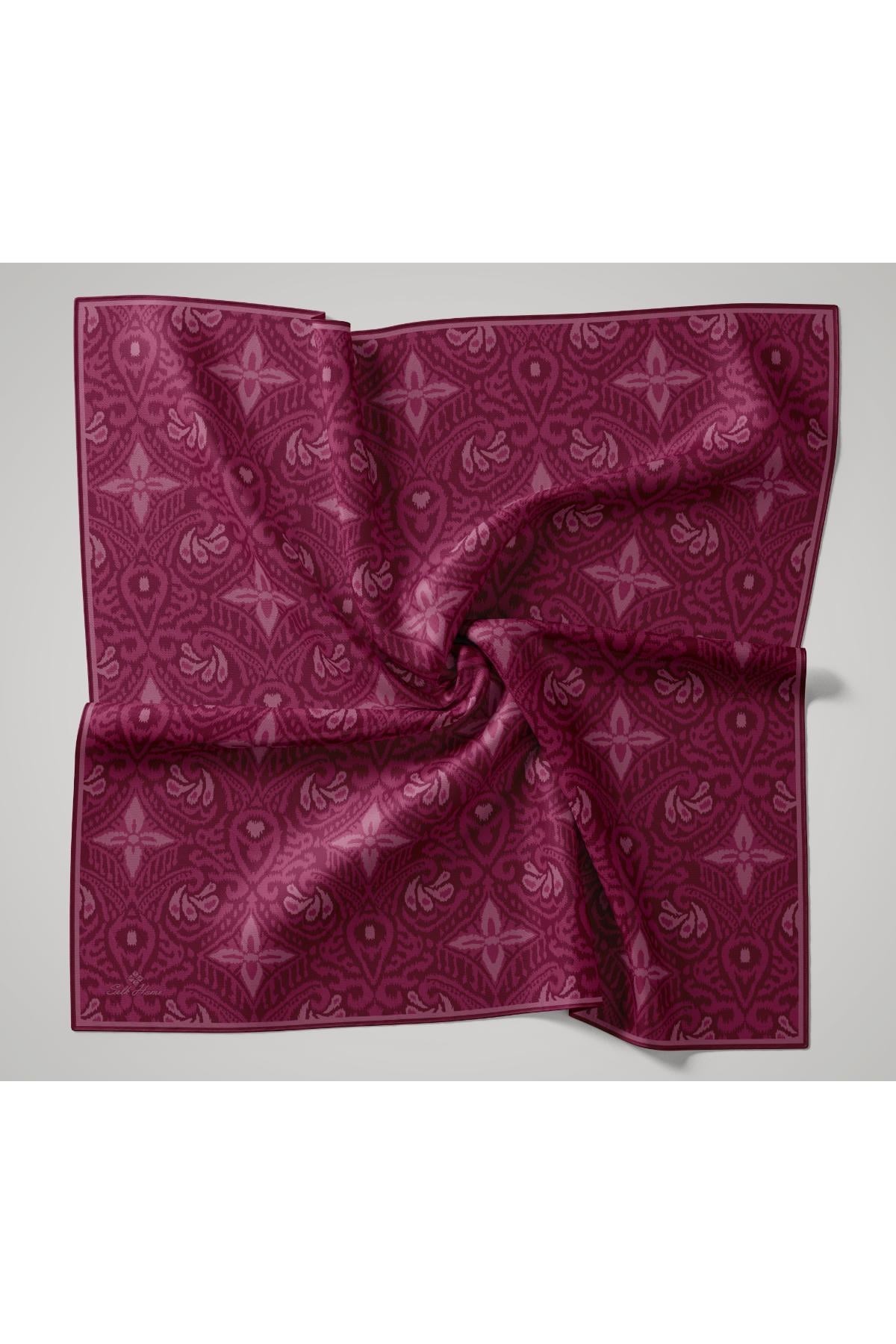 İnce Pamuk Soft Eşarp Fuşya-Pembe-Gül Pembe Desenli Nefes Alan Tok Duruşlu 90x90
