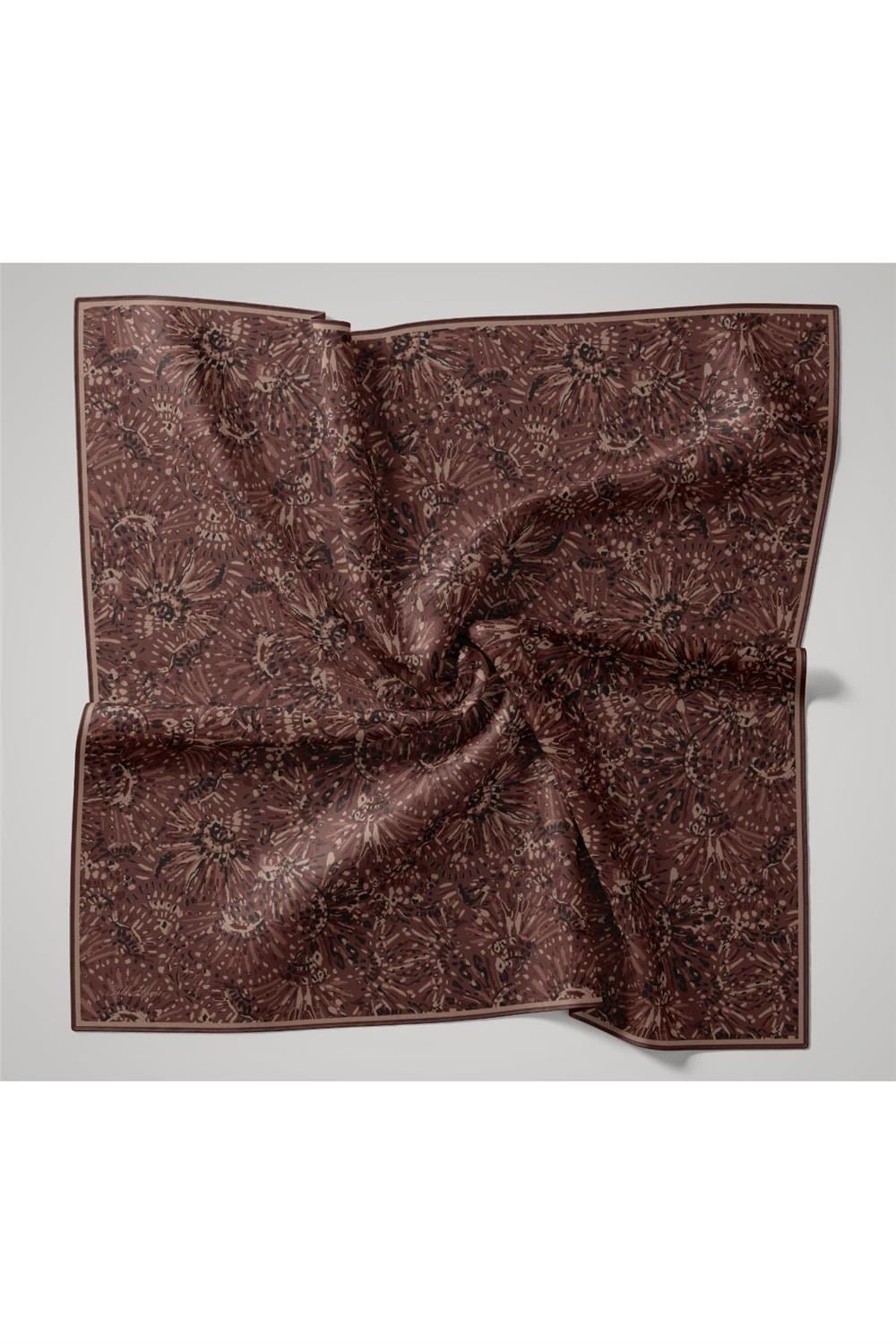İnce Pamuk Soft Eşarp Kiremit-Bordo Desenli Tok Duruşlu Kaymaz 90x90