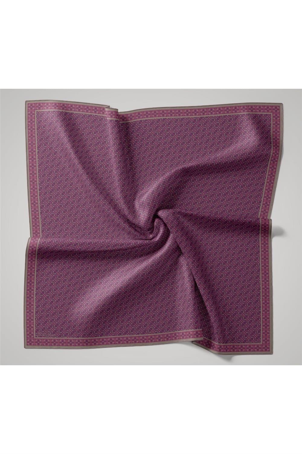 İnce Pamuk Soft Eşarp Mor-Pembe-Gri Düz Desenli Kaymaz Dokulu 90x90