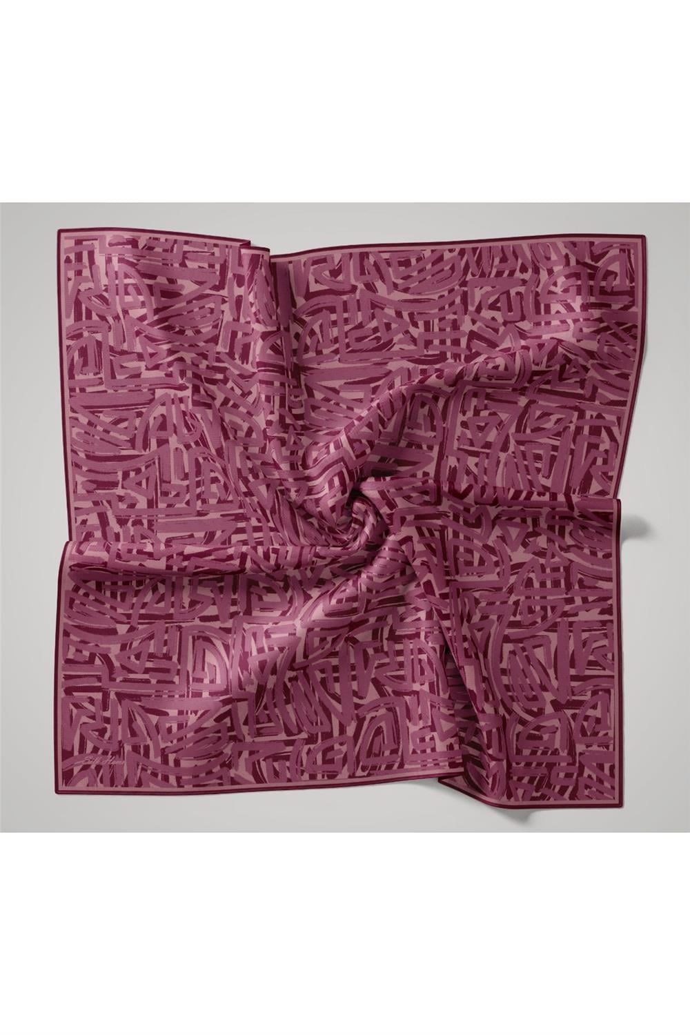 İnce Pamuk Soft Eşarp Pudra Pembe Ahududu Desenli Nefes Alan 90x90