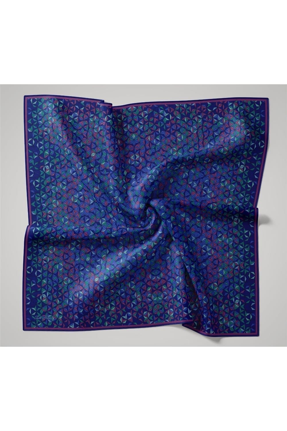 İnce Pamuk Soft Eşarp Saks-Lacivert-Patina-Mint-Fuşya Desenli Nefes Alan Kaymaz Dokulu 90x90