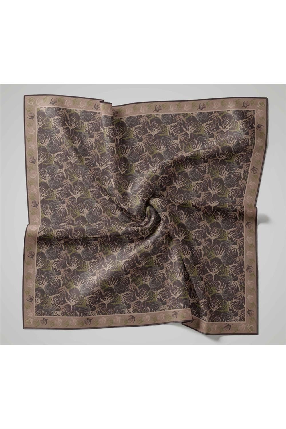 İnce Pamuk Soft Eşarp Soluk Mor Yaprak Desenli Hafif Dokulu 90x90