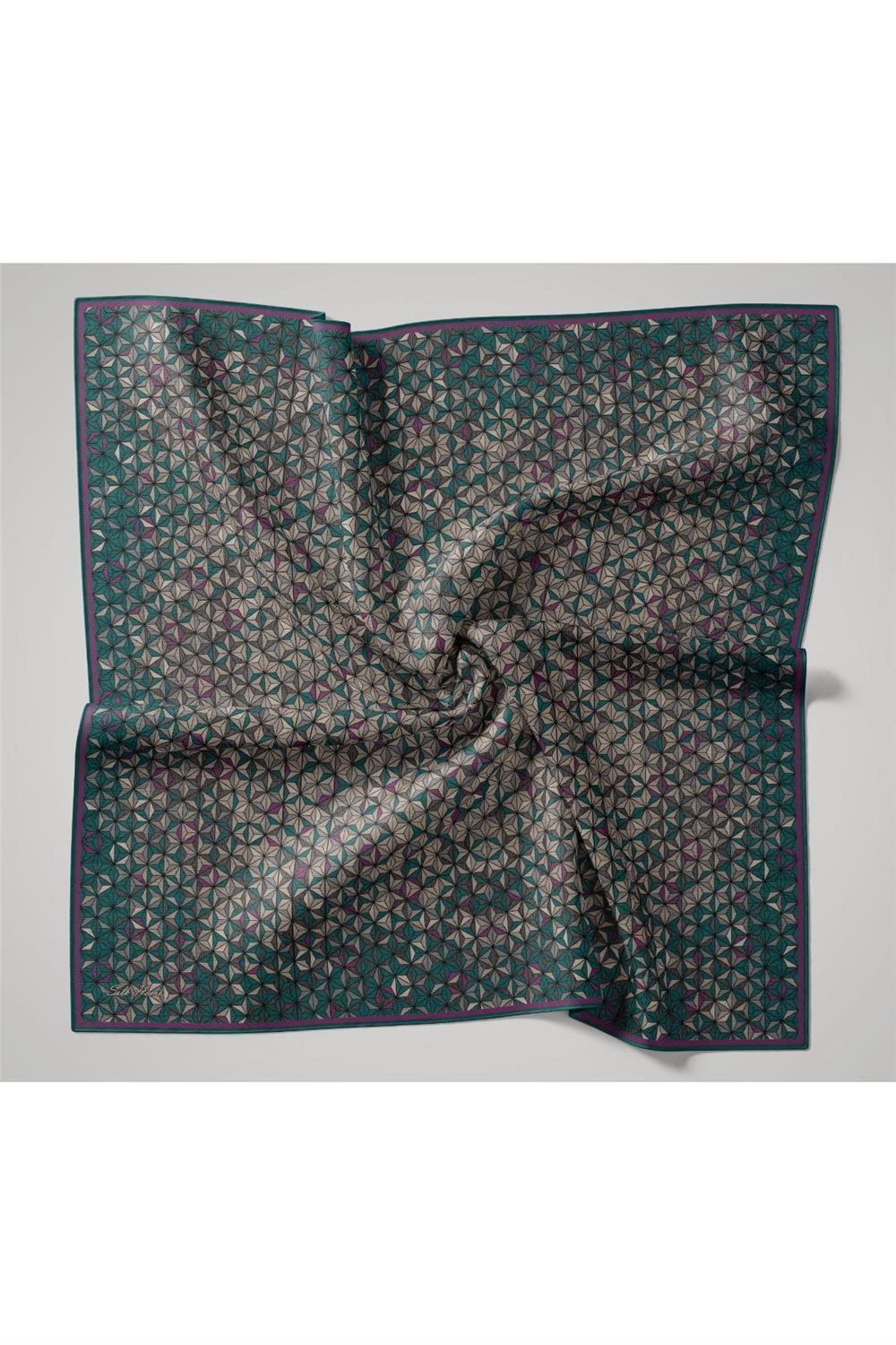 İnce Pamuk Soft Eşarp Turkuaz Violet Gri Krem Desenli Kaymaz Dokulu Tok Duruşlu 90x90