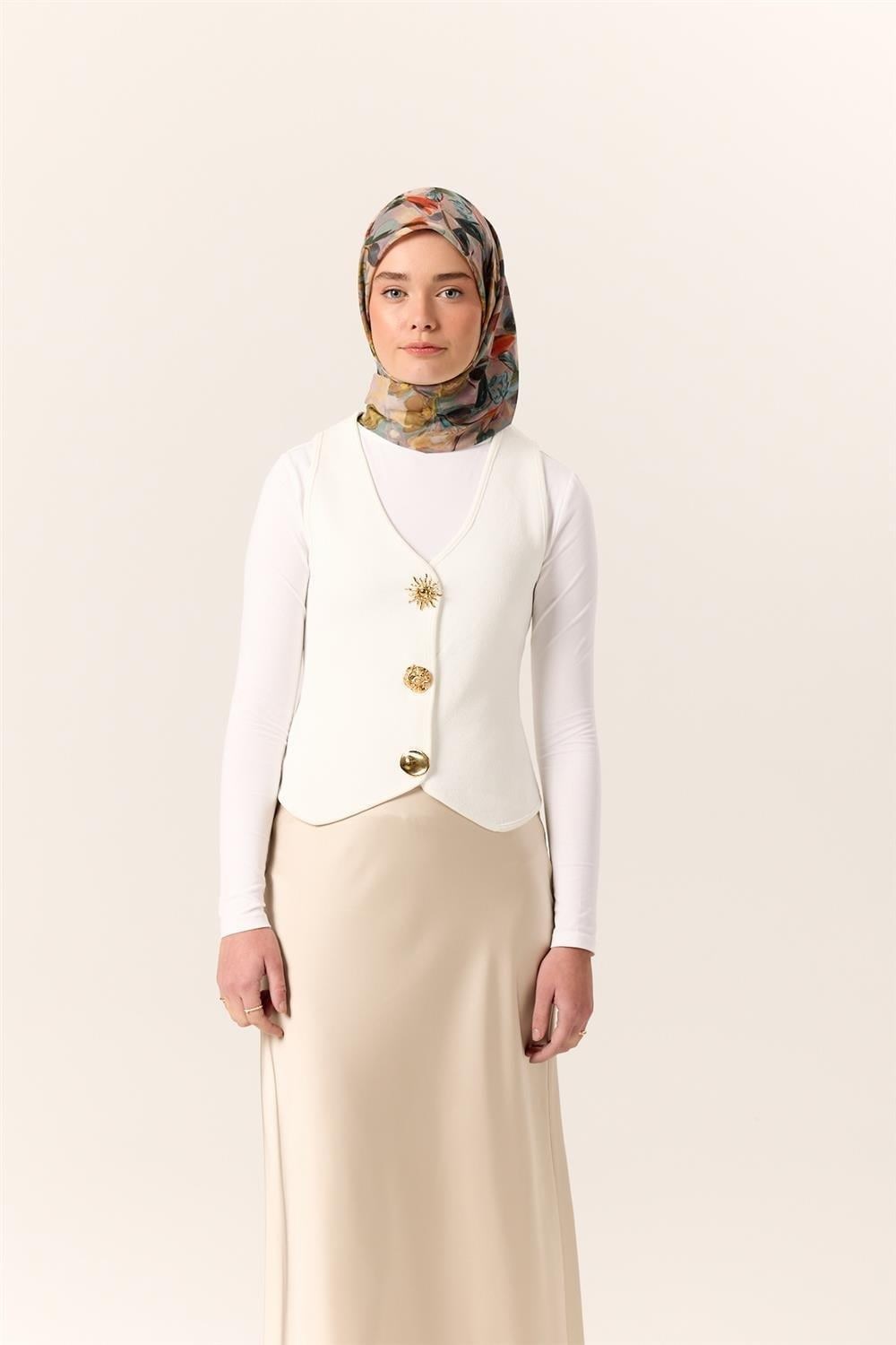 İnce Pamuk Soft Eşarp Turuncu-Fıstık Yeşili Desenli Kaymaz Dokulu Tok Duruşlu 90x90