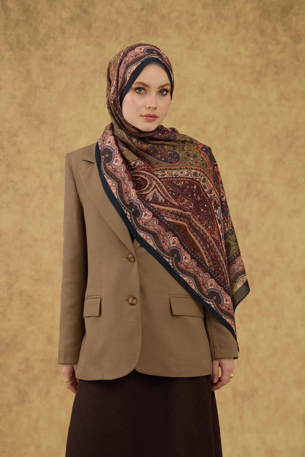 İpekhan Soft Şal Lacivert Haki 3053-10