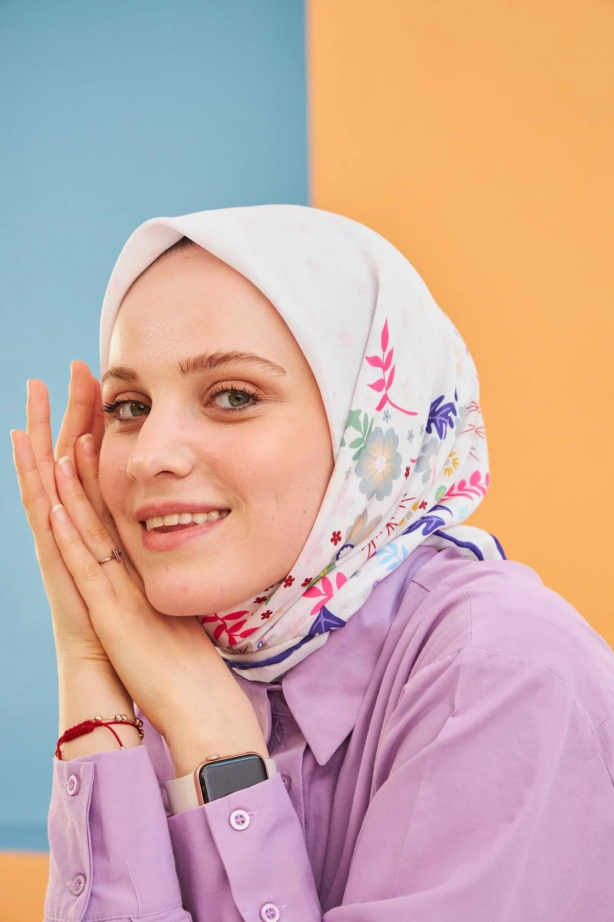 Kalmia Desen Mor Pamuk Viskon Eşarp