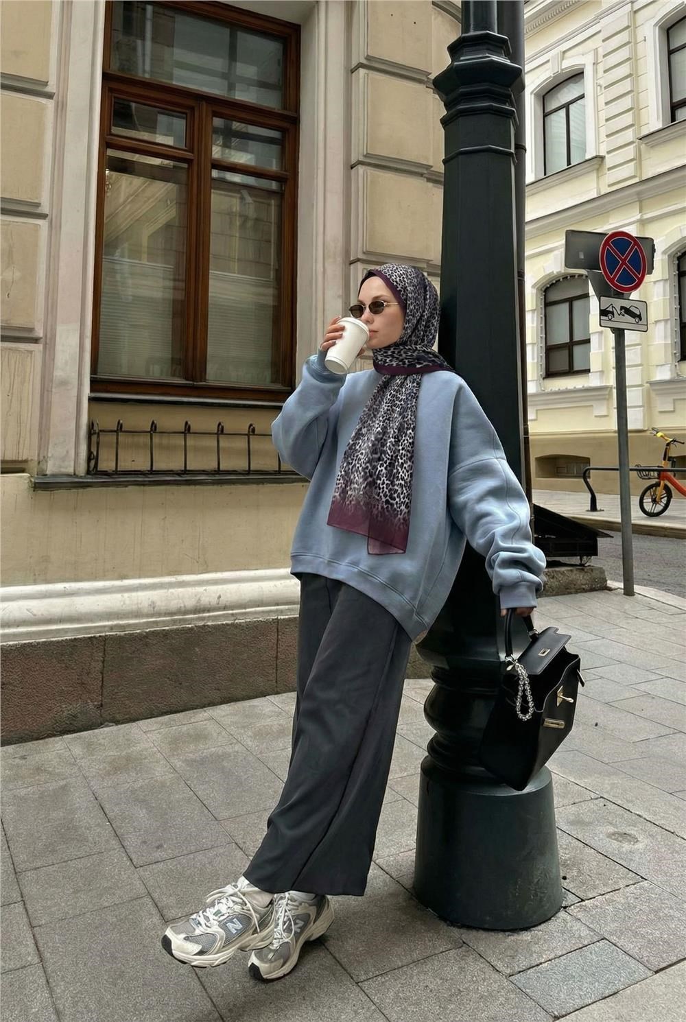 Leopar Desen Pamuklu Patlıcan Moru 90x200 Soft Şal