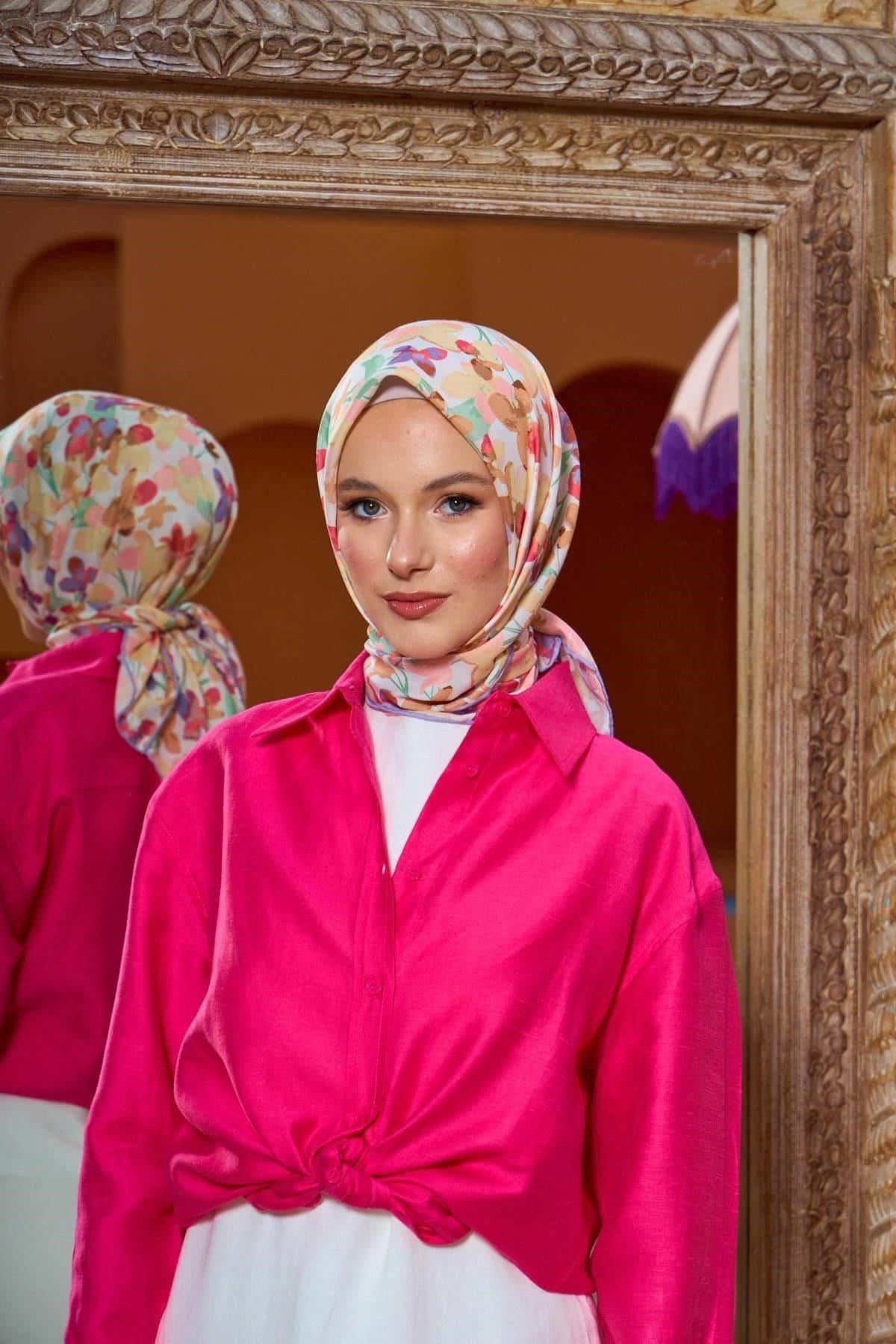 Marrakech Koleksiyon Soft Eşarp Bej Leylak 1200-02