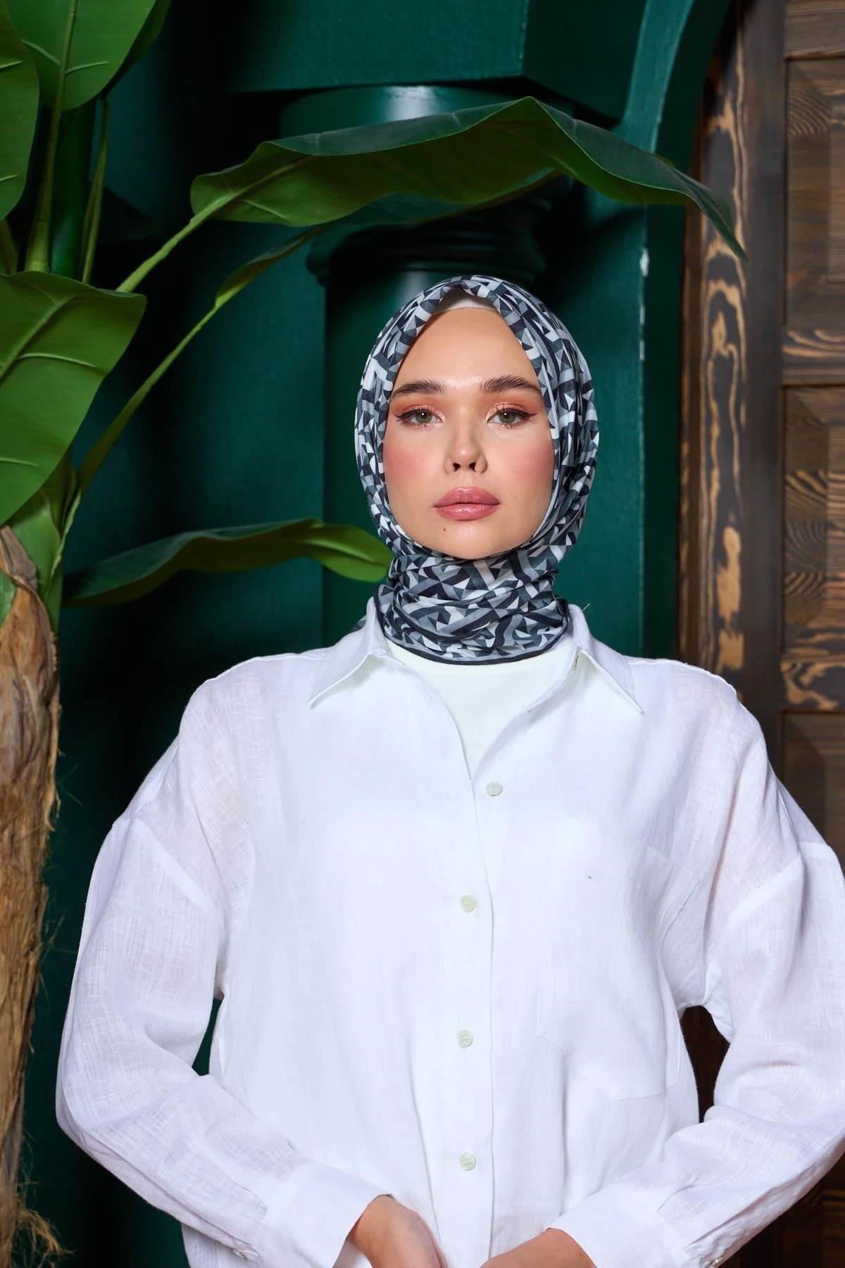 Marrakech Koleksiyon Soft Eşarp Koyu Gri Siyah 1203-03