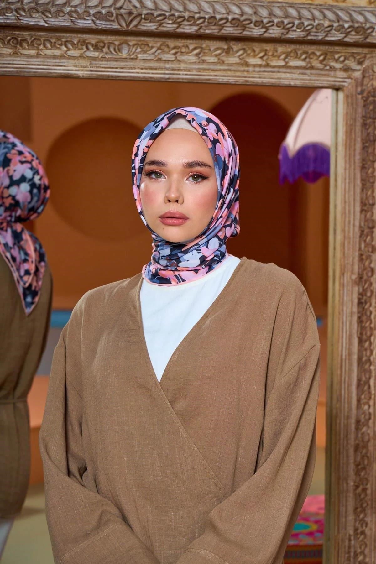 Marrakech Koleksiyon Soft Eşarp Somon Patlıcan Mor 1200-13