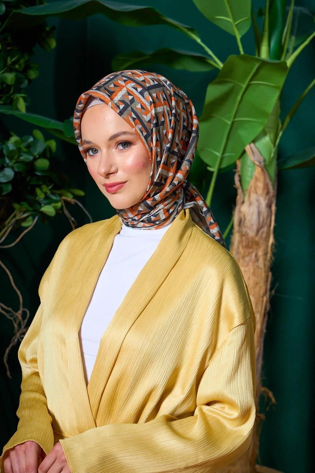 Marrakech Koleksiyon Soft Eşarp Turuncu Siyah 1203-13