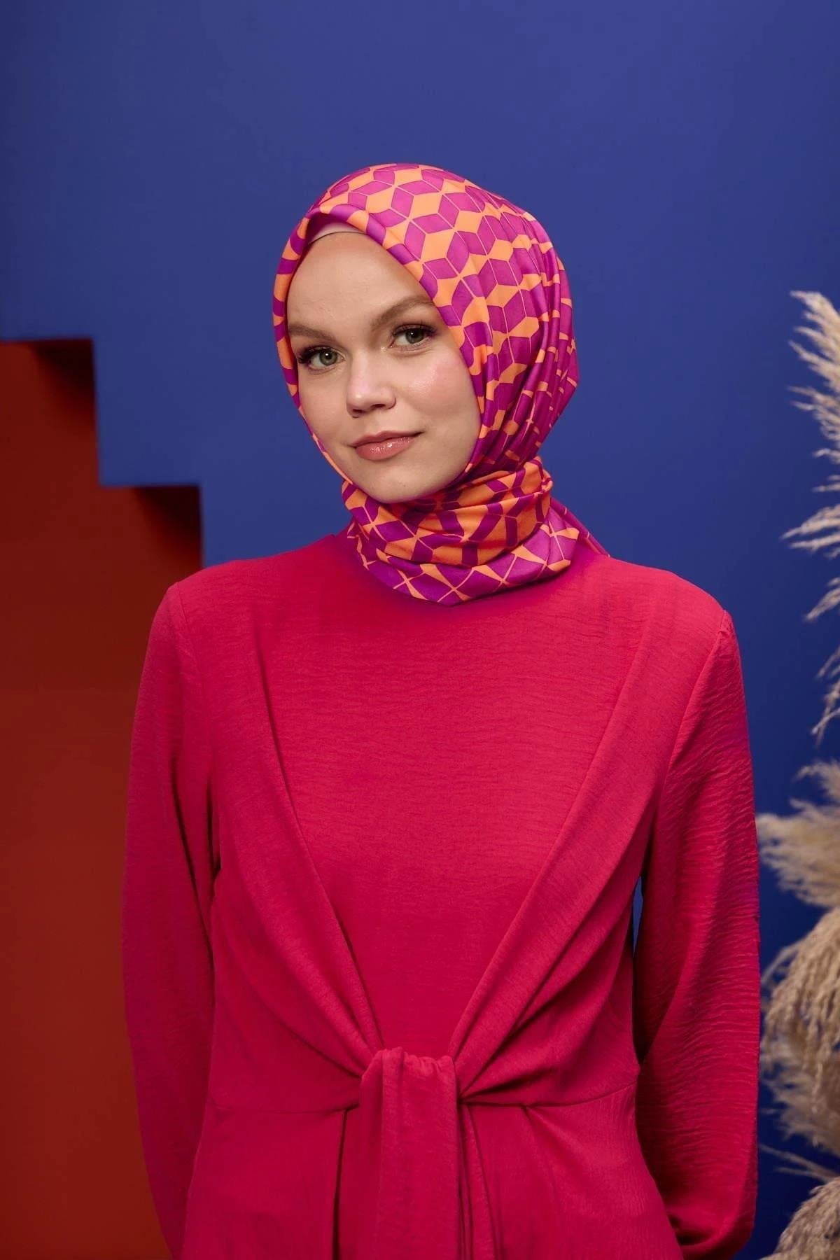 Marrakech Koleksiyon Soft Eşarp Turuncu Pembe 1194-04