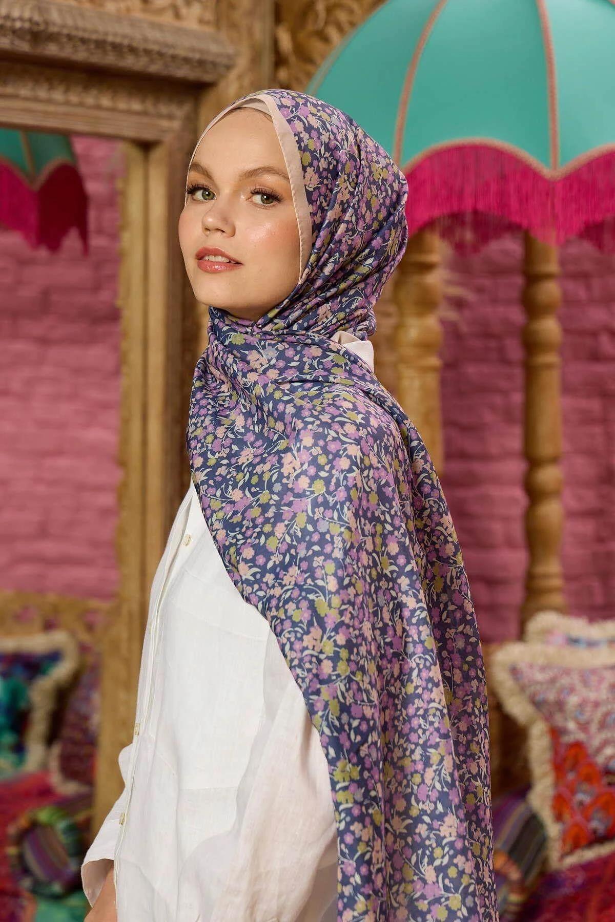 Marrakech Koleksiyon Soft Şal Pudra Mor 3046-08