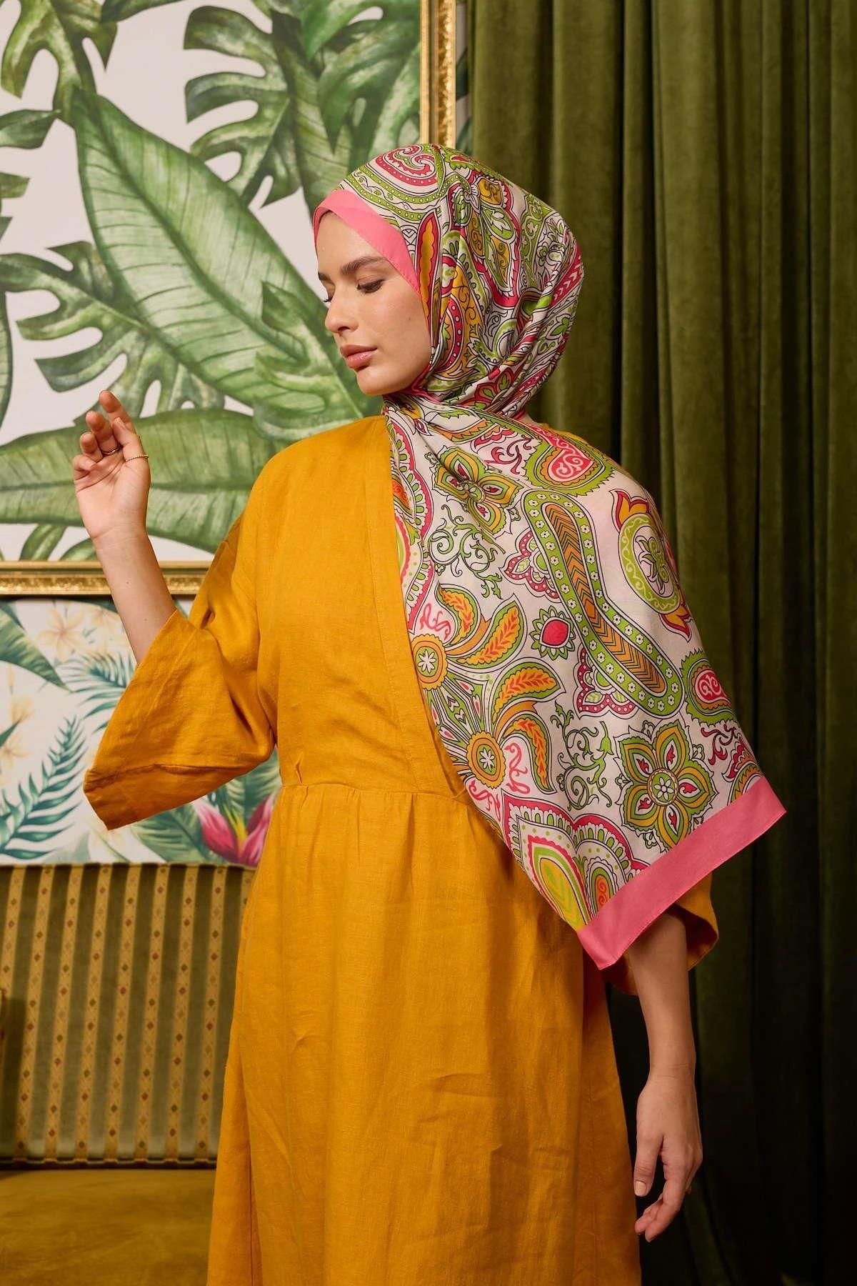 Marrakech Koleksiyon Soft Şal Soft Pembe Yeşil 3048-12