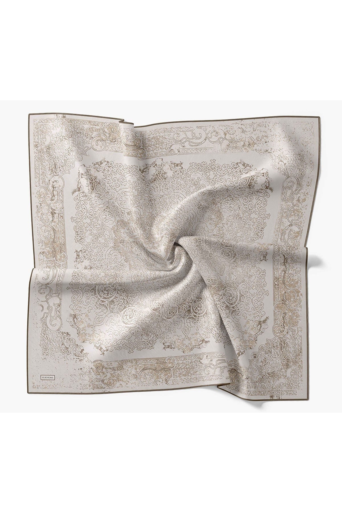 Monare Eşarp Etnik Motif Gümüş 90x90