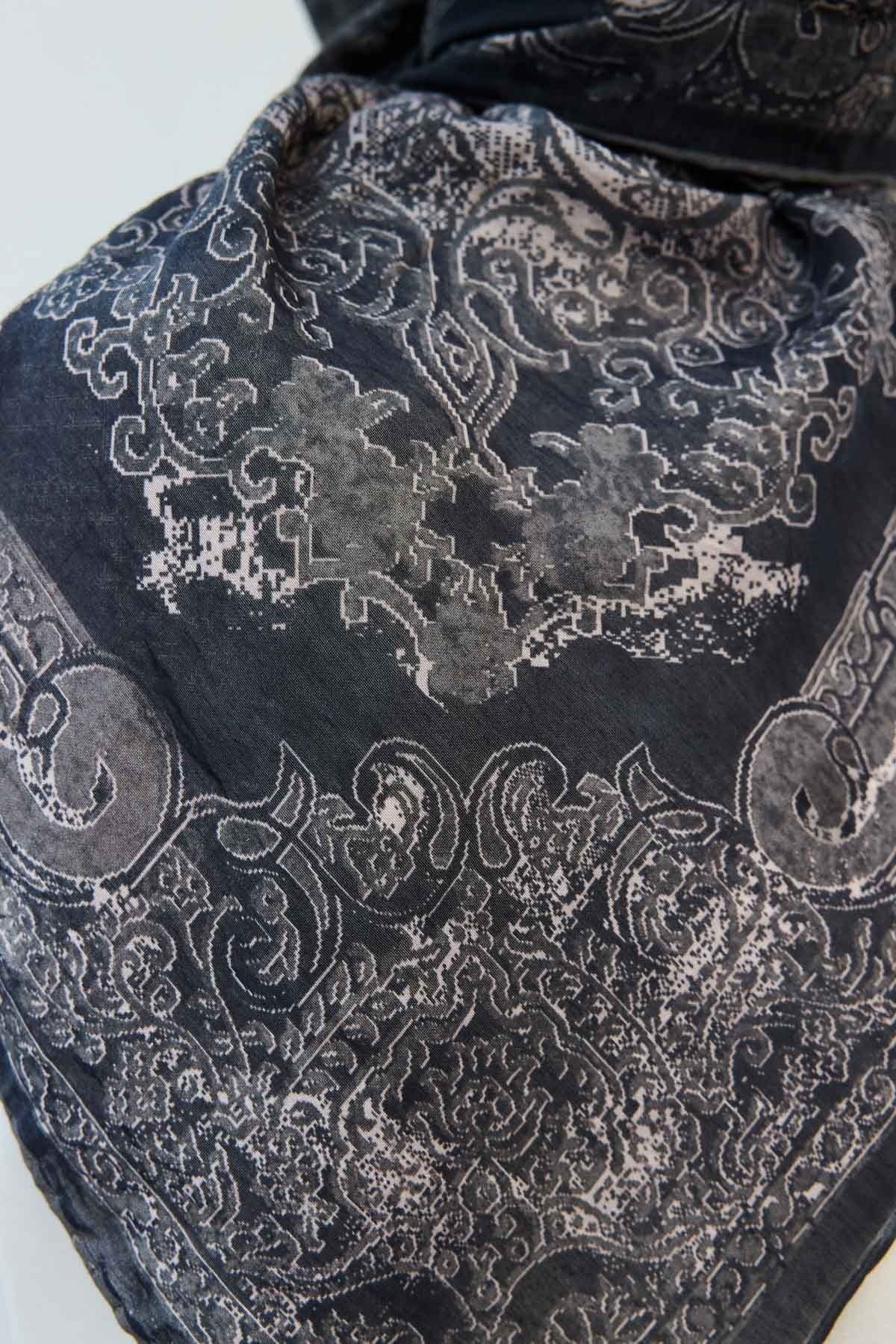 Monare Eşarp Etnik Motif Siyah 90x90