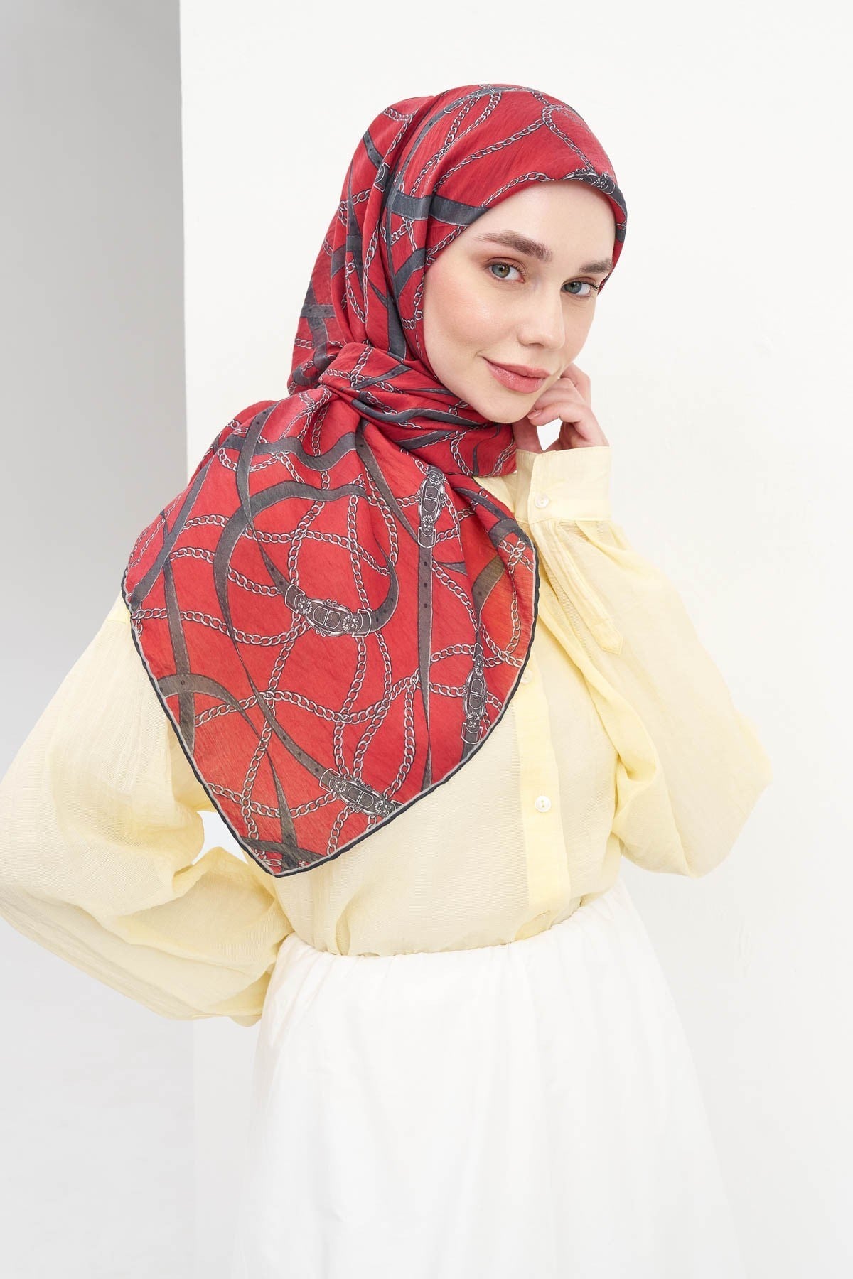 Monare Eşarp Kemer Kırmızı 90x90