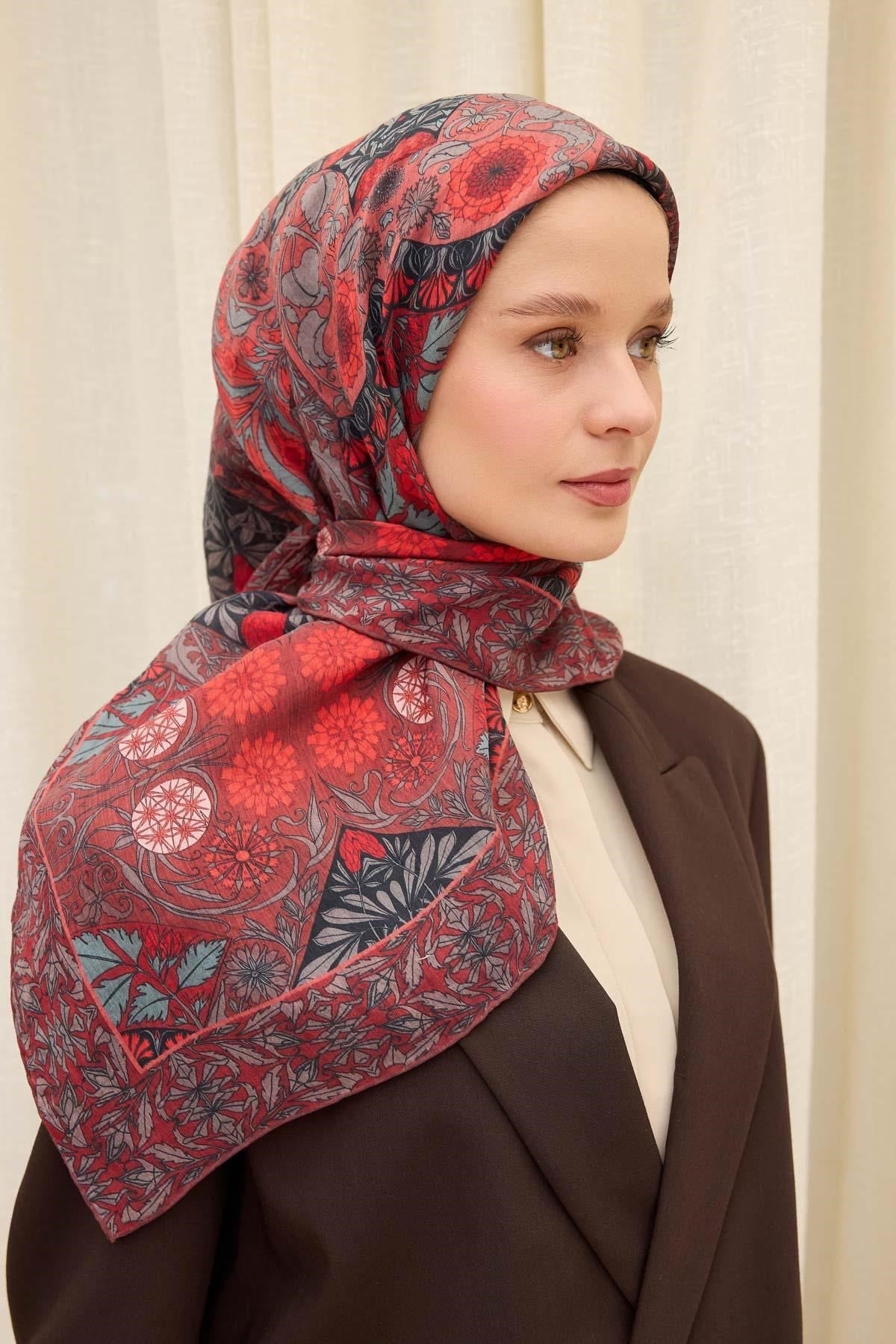 Monare Eşarp Lora Bordo 90x90
