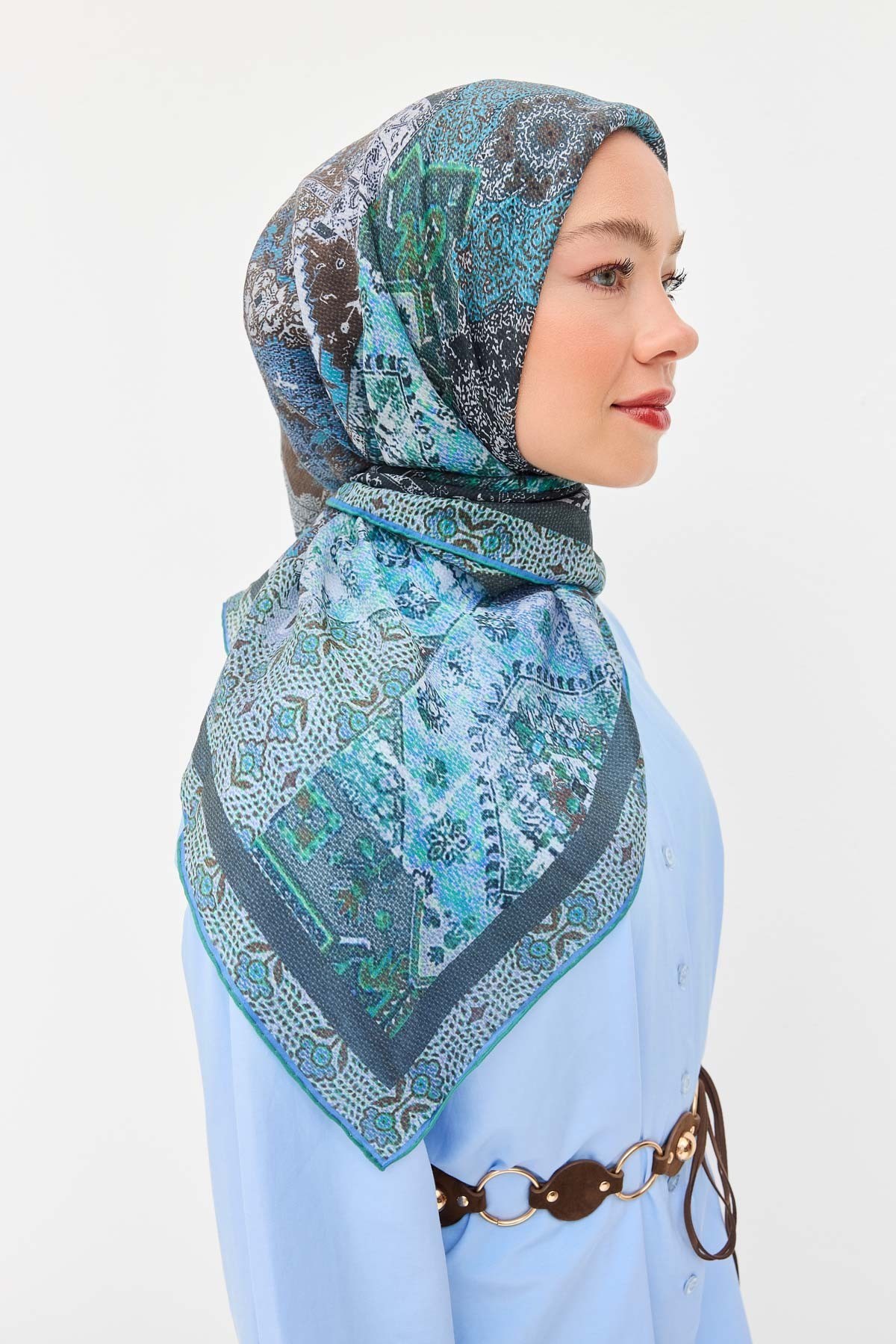 Monare Eşarp Modern Koyu Lacivert 90x90