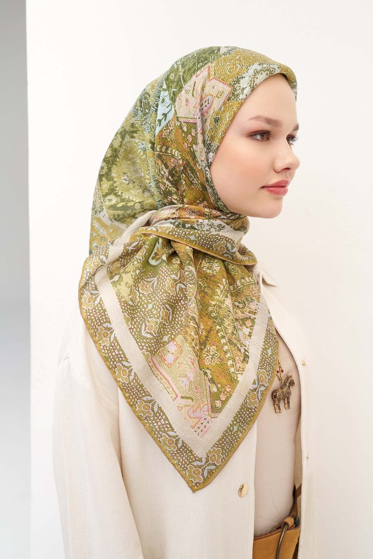 Monare Eşarp Modern Yeşil 90x90