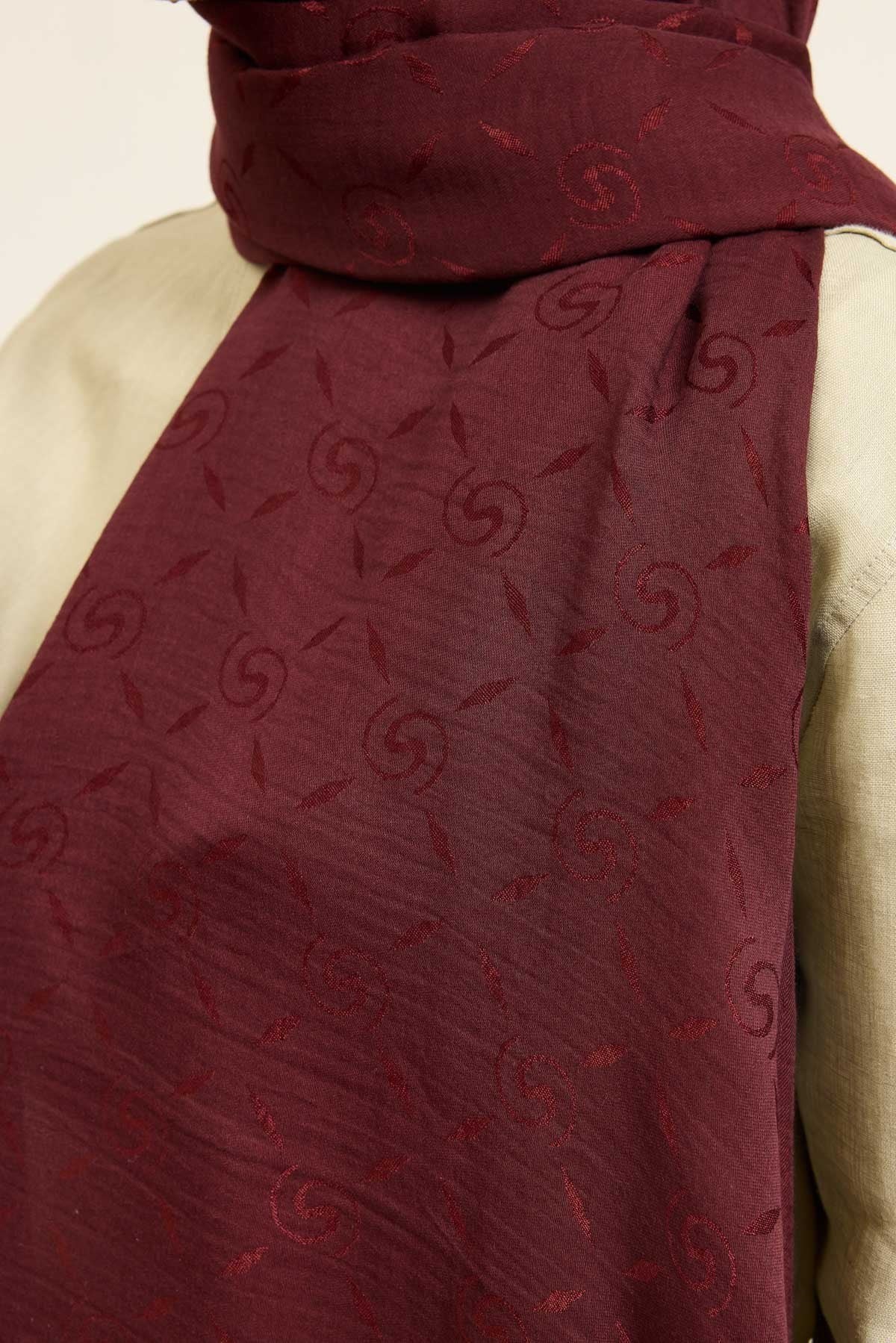 Naia Pamuk Şal Maxi Monogram Bordo