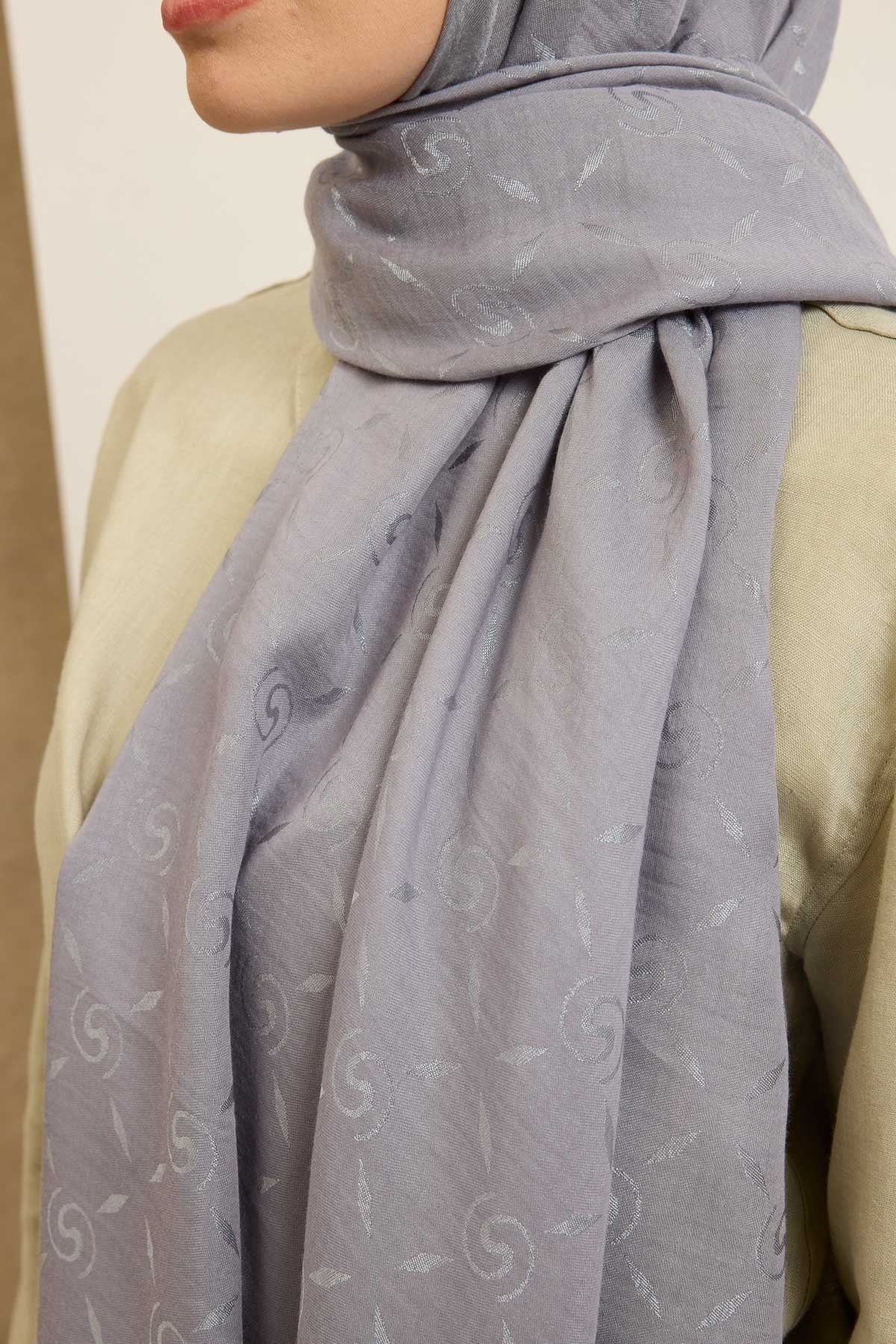 Naia Pamuk Şal Maxi Monogram Gri
