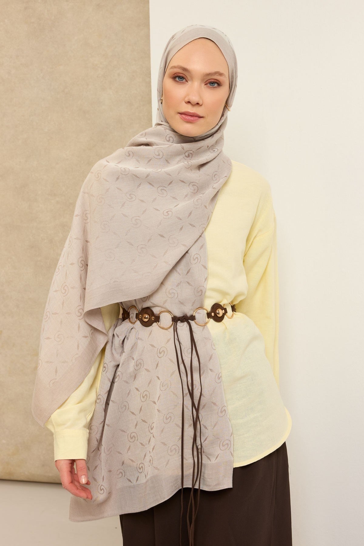 Naia Pamuk Şal Maxi Monogram Taş