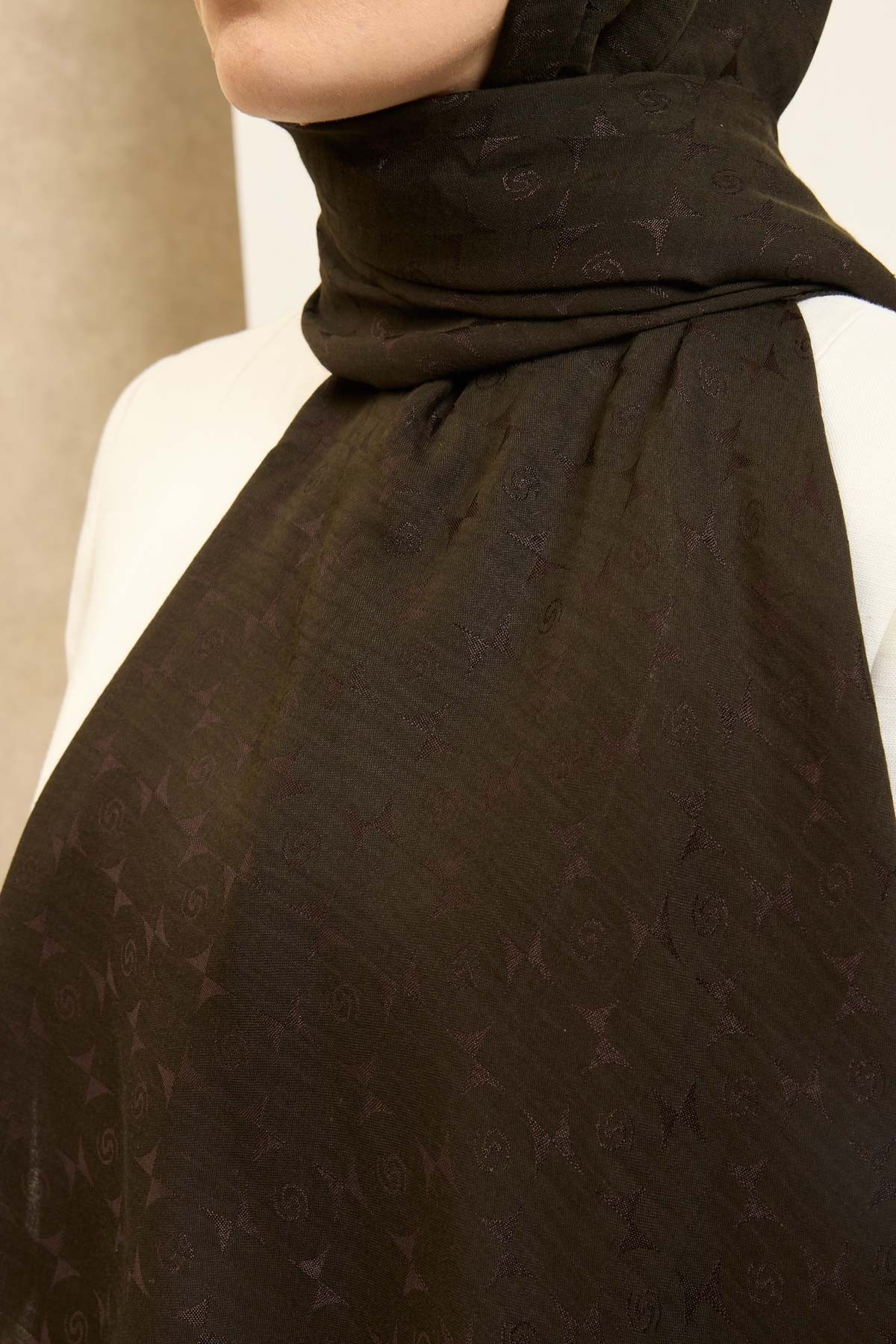 Naia Pamuk Şal Mini Monogram Koyu Yeşil