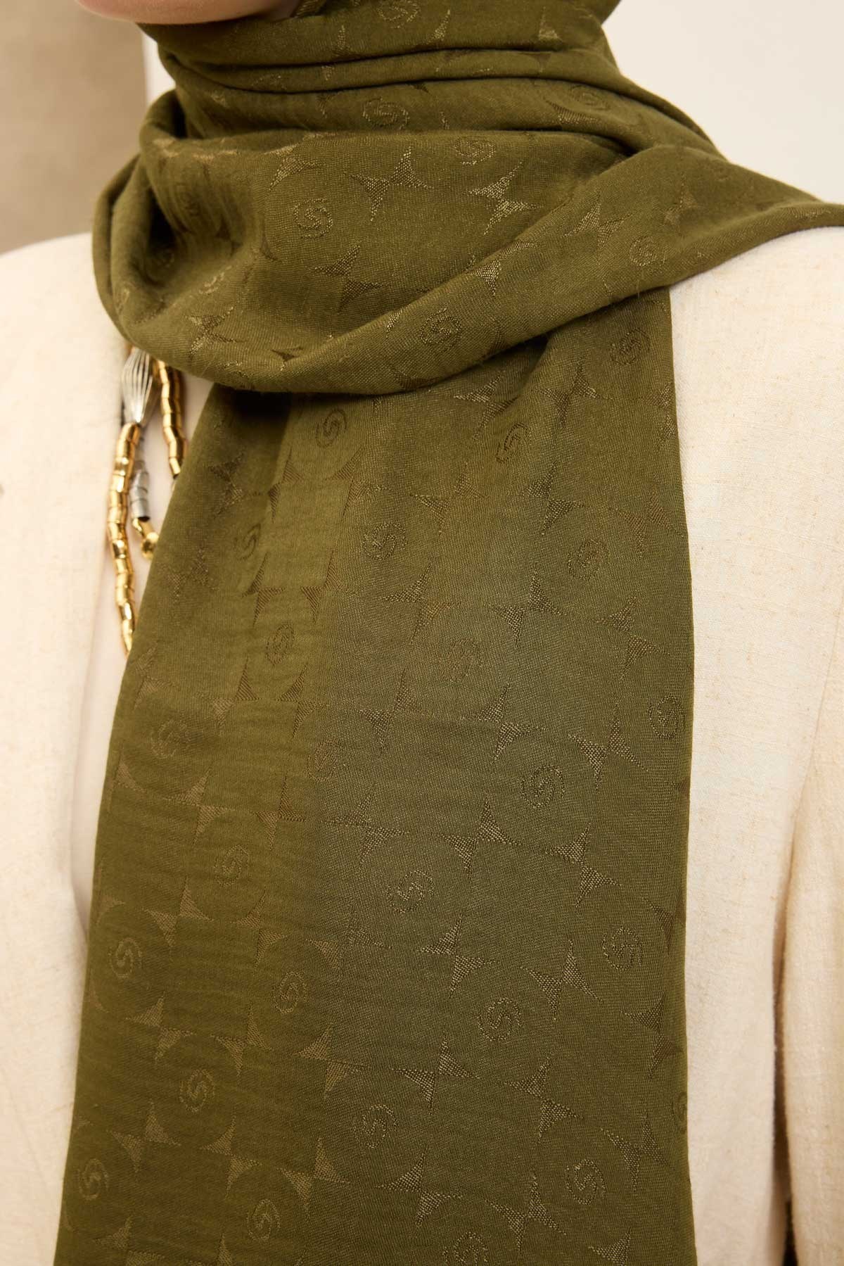 Naia Pamuk Şal Mini Monogram Yeşil