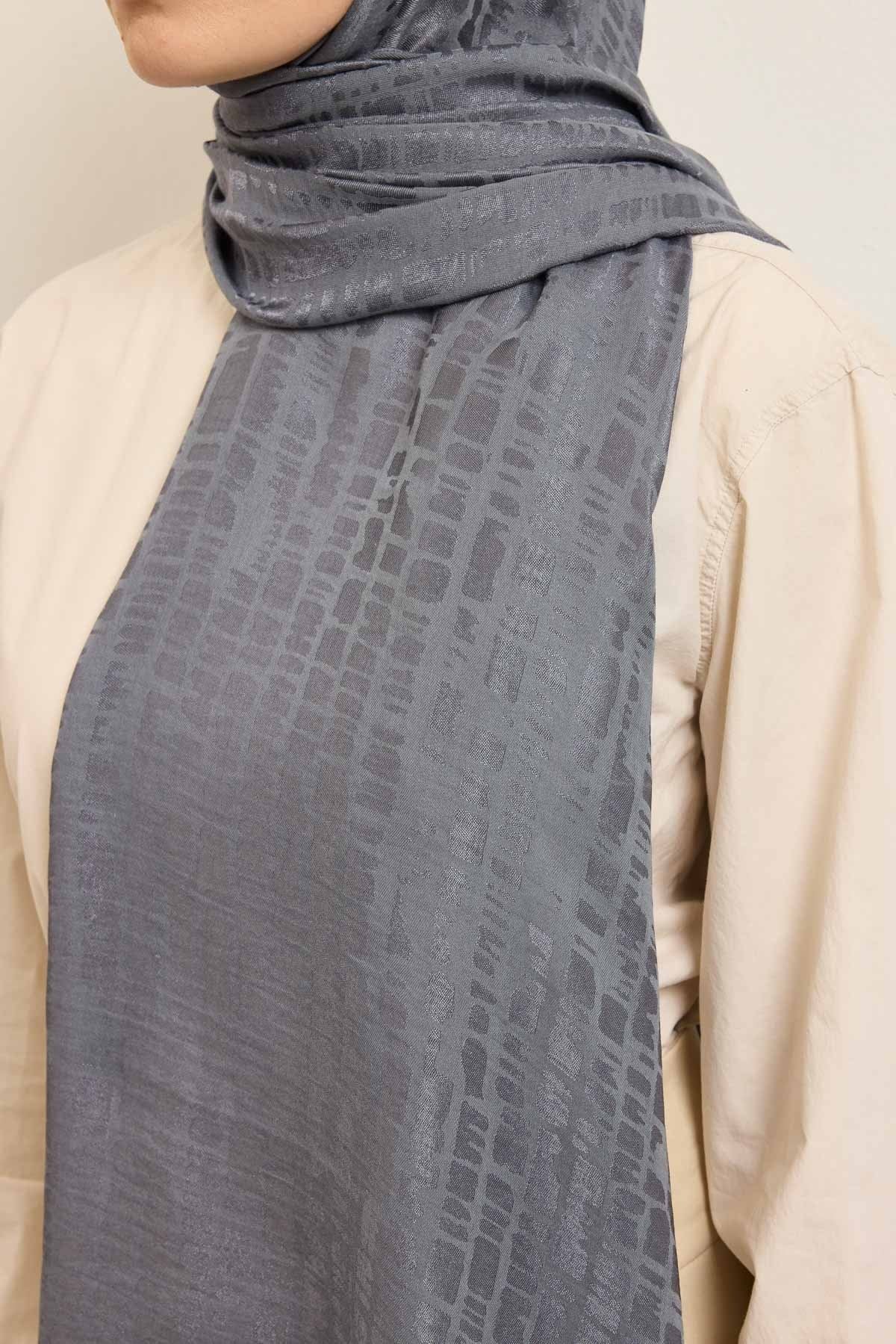 Naia Pamuk Şal Taş Desen Füme