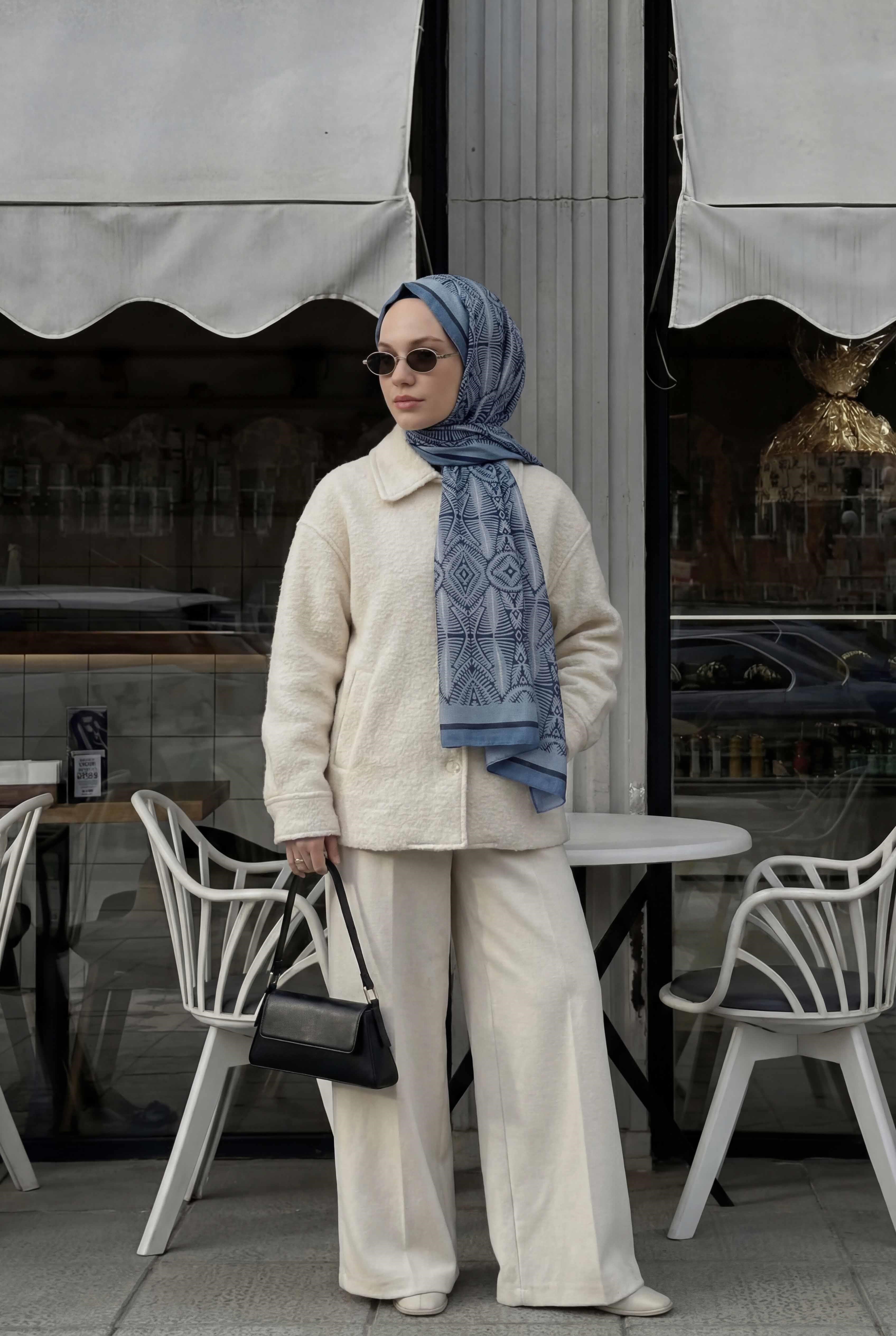 Nature Desen Bebe Mavi 75X195 Soft Şal