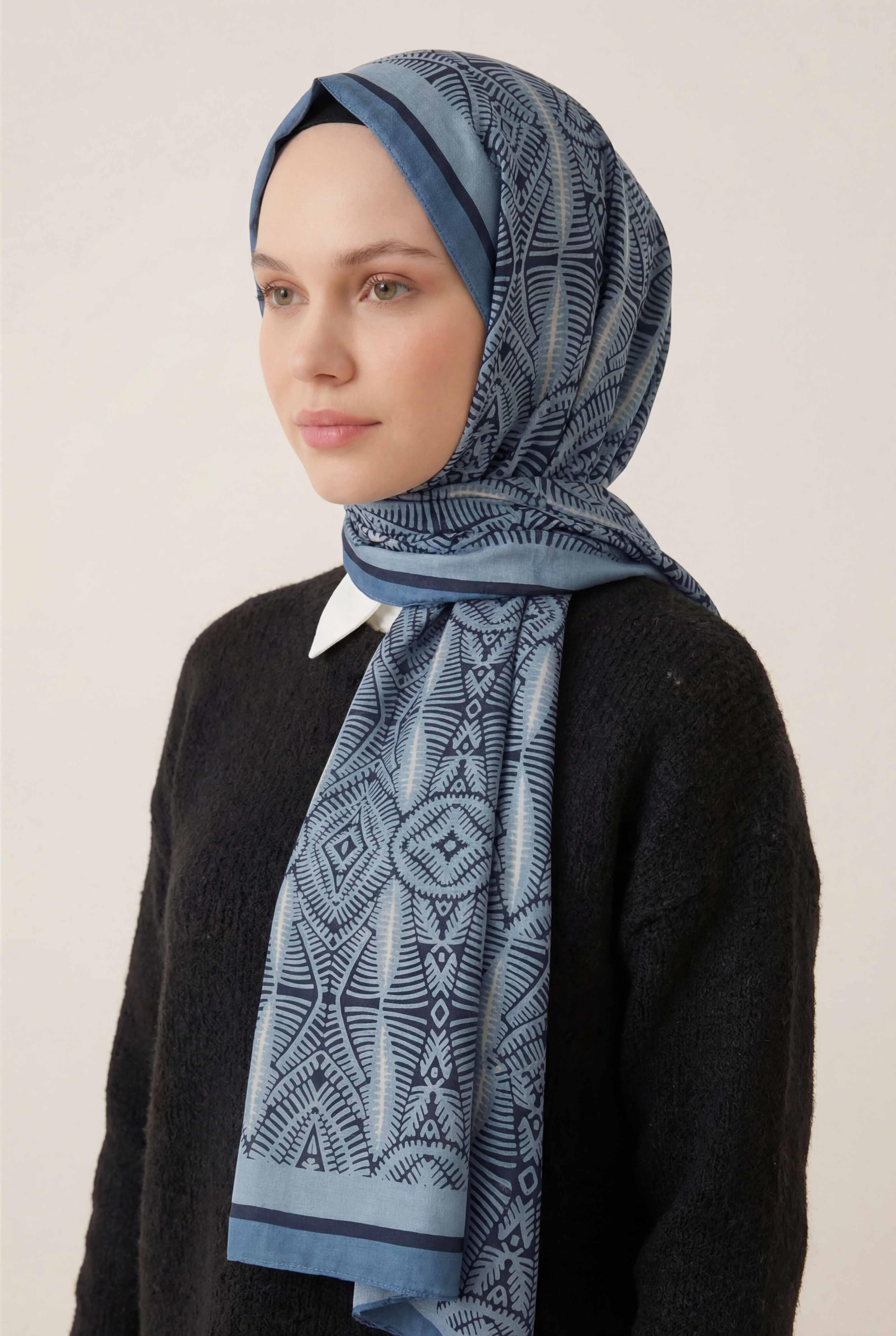 Nature Desen Bebe Mavi 75X195 Soft Şal