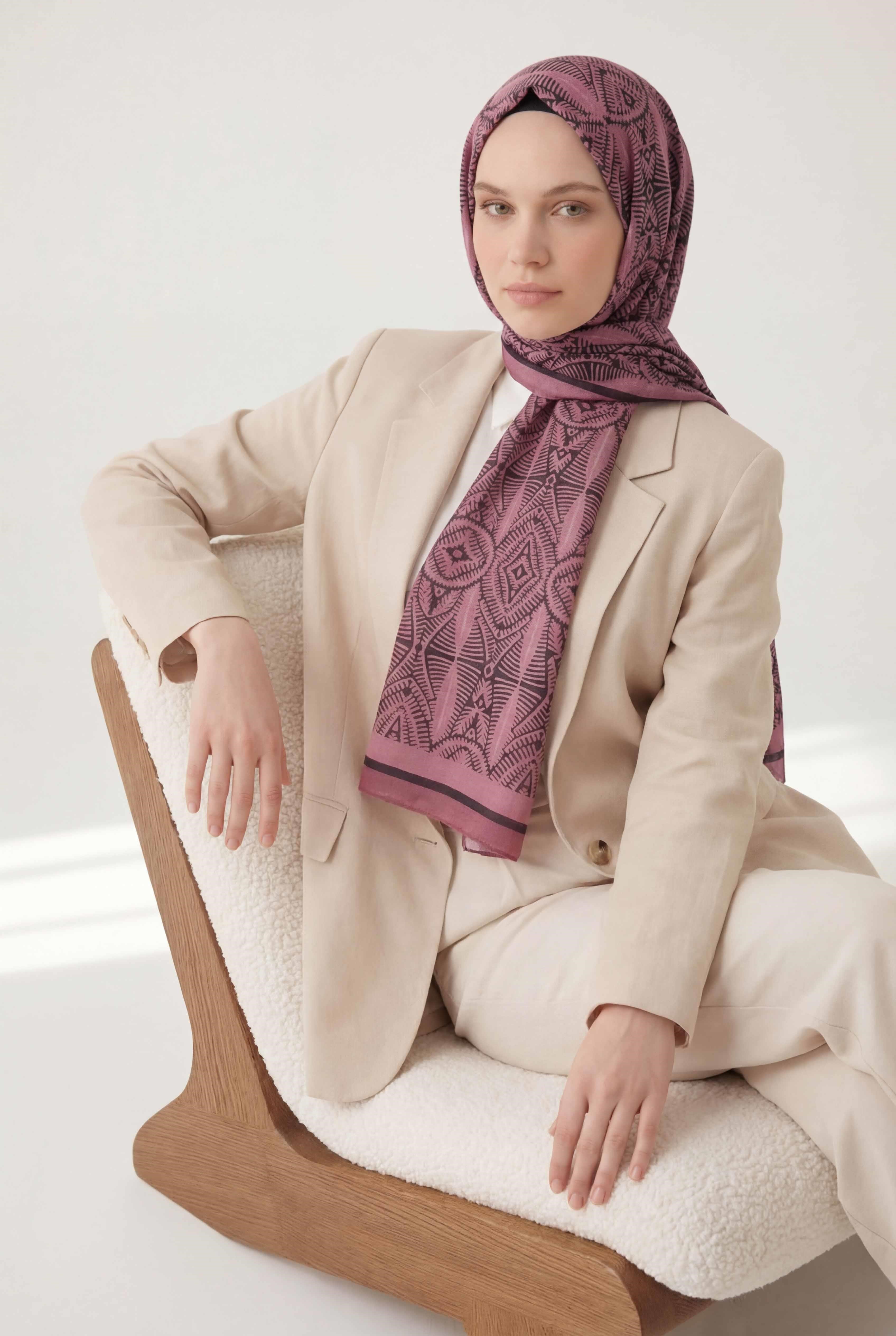 Nature Desen Koyu Pembe  75X195 Soft Şal