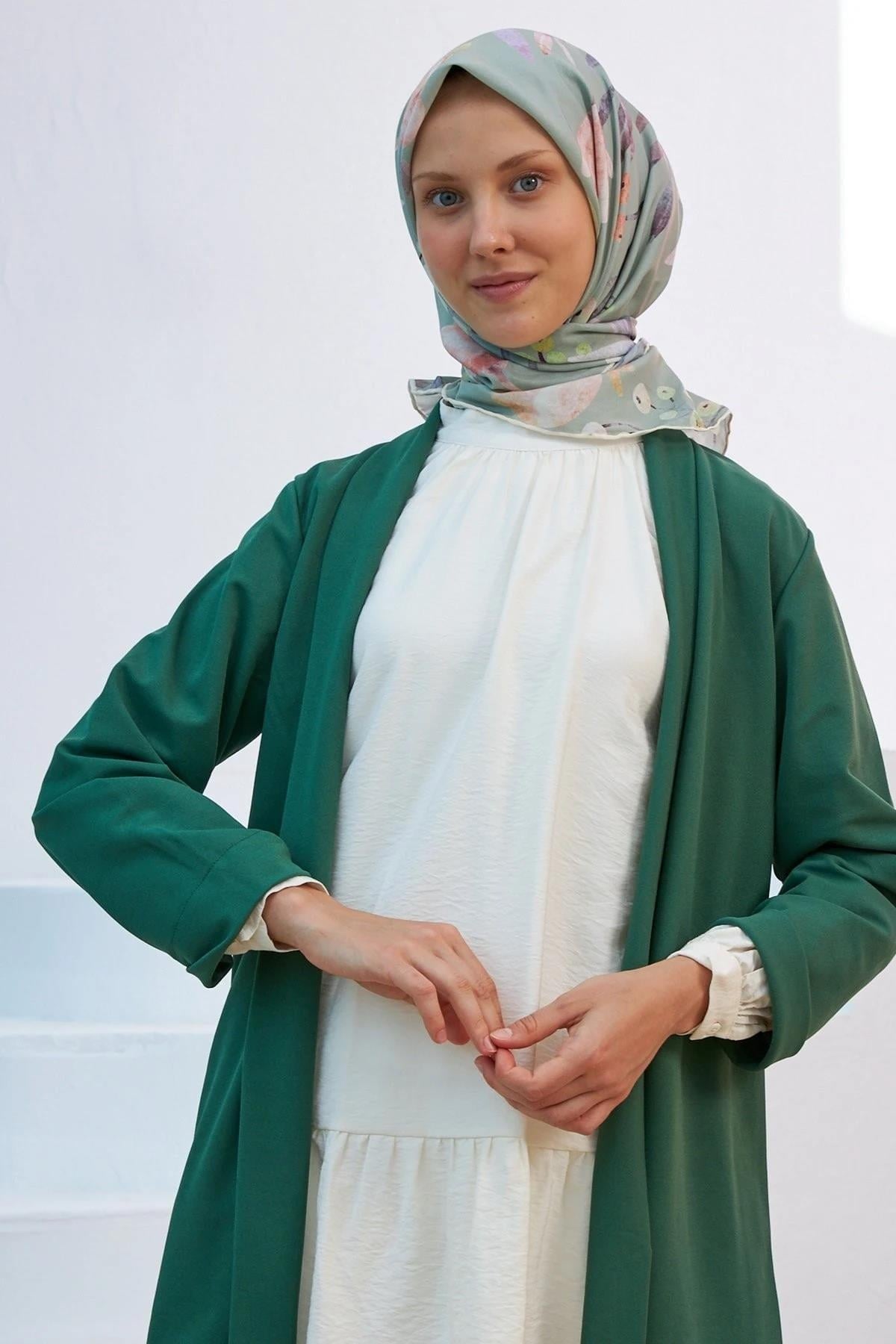 Nilüfer Soft Yeşil Pamuk Viskon Eşarp