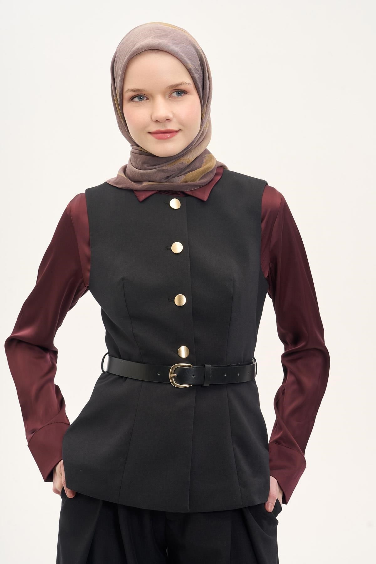 Olinda İpek Karışımlı Eşarp Soyut Desen Sütlü Kahve 90x90