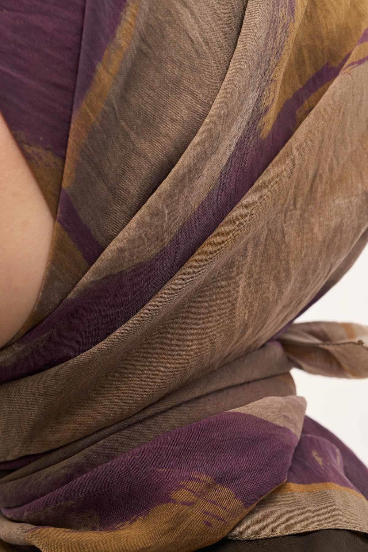Olinda İpek Karışımlı Eşarp Soyut Desen Mor 90x90