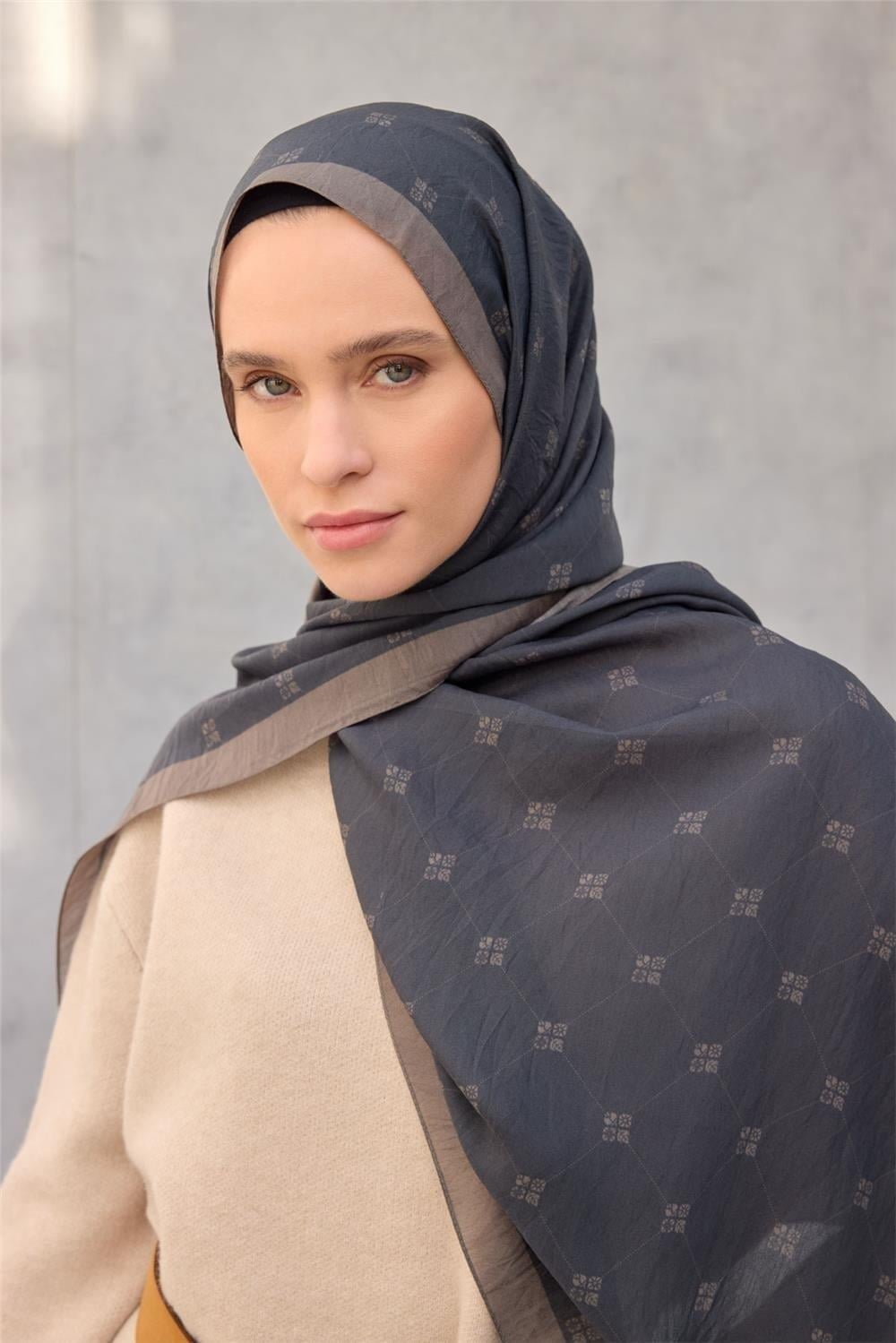Olinda Şal Monogram Desen Antrasit 75x195