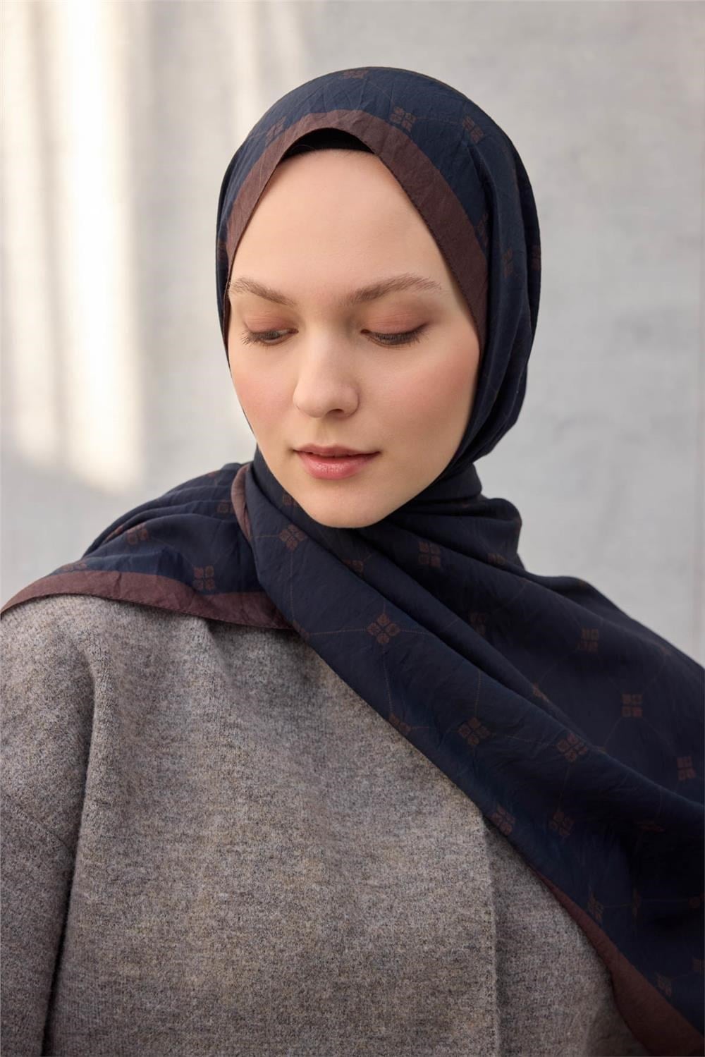 Olinda Şal Monogram Desen Kakao 75x195