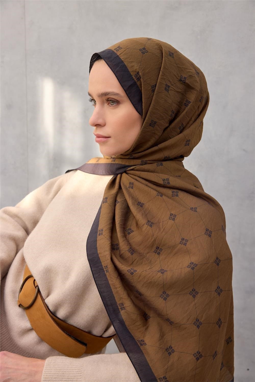 Olinda Şal Monogram Desen Taba 75*195