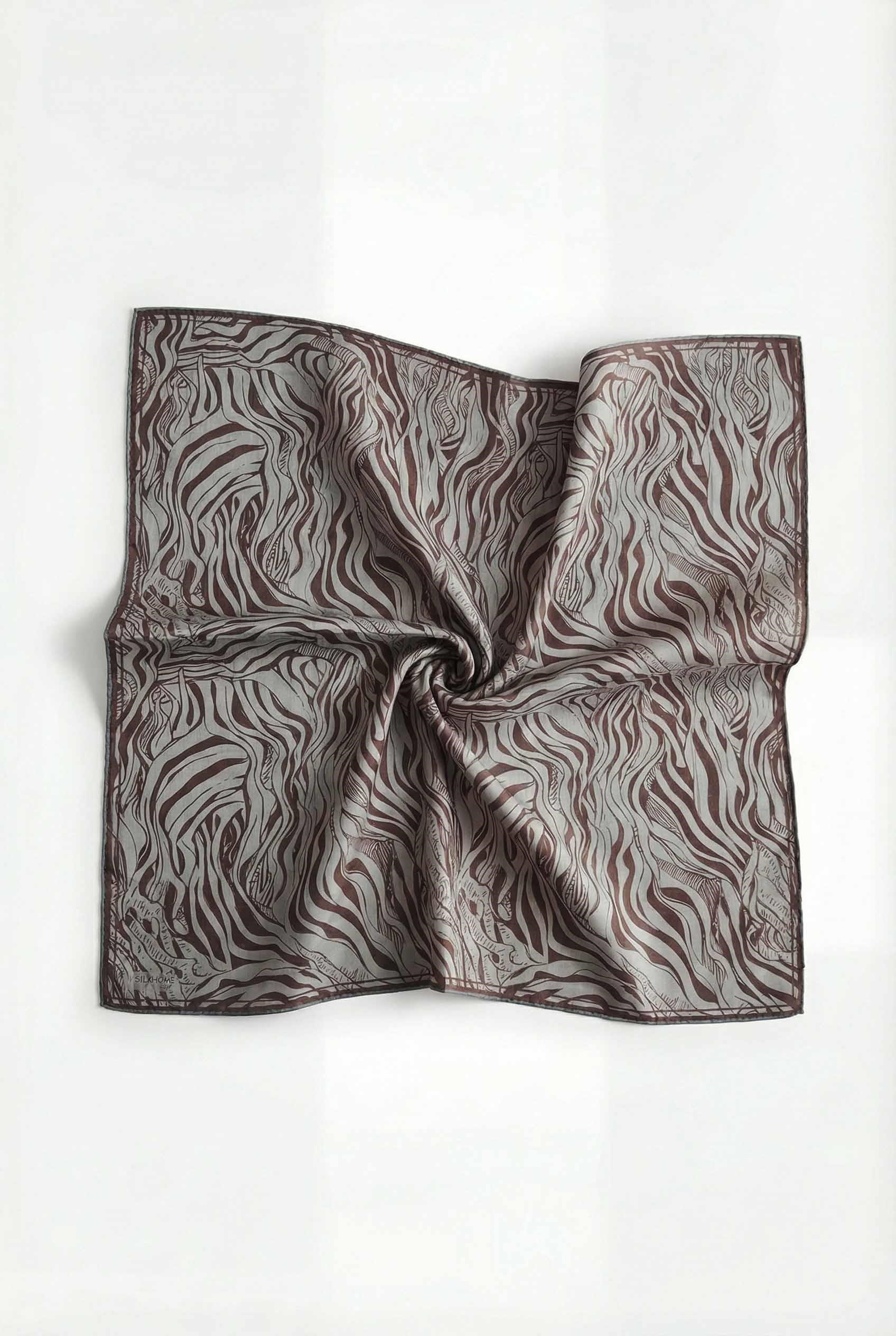 Pamuk Karışımlı Eşarp Buz Mavisi Zebra Desen Soft Dokulu Kaymaz 90X90