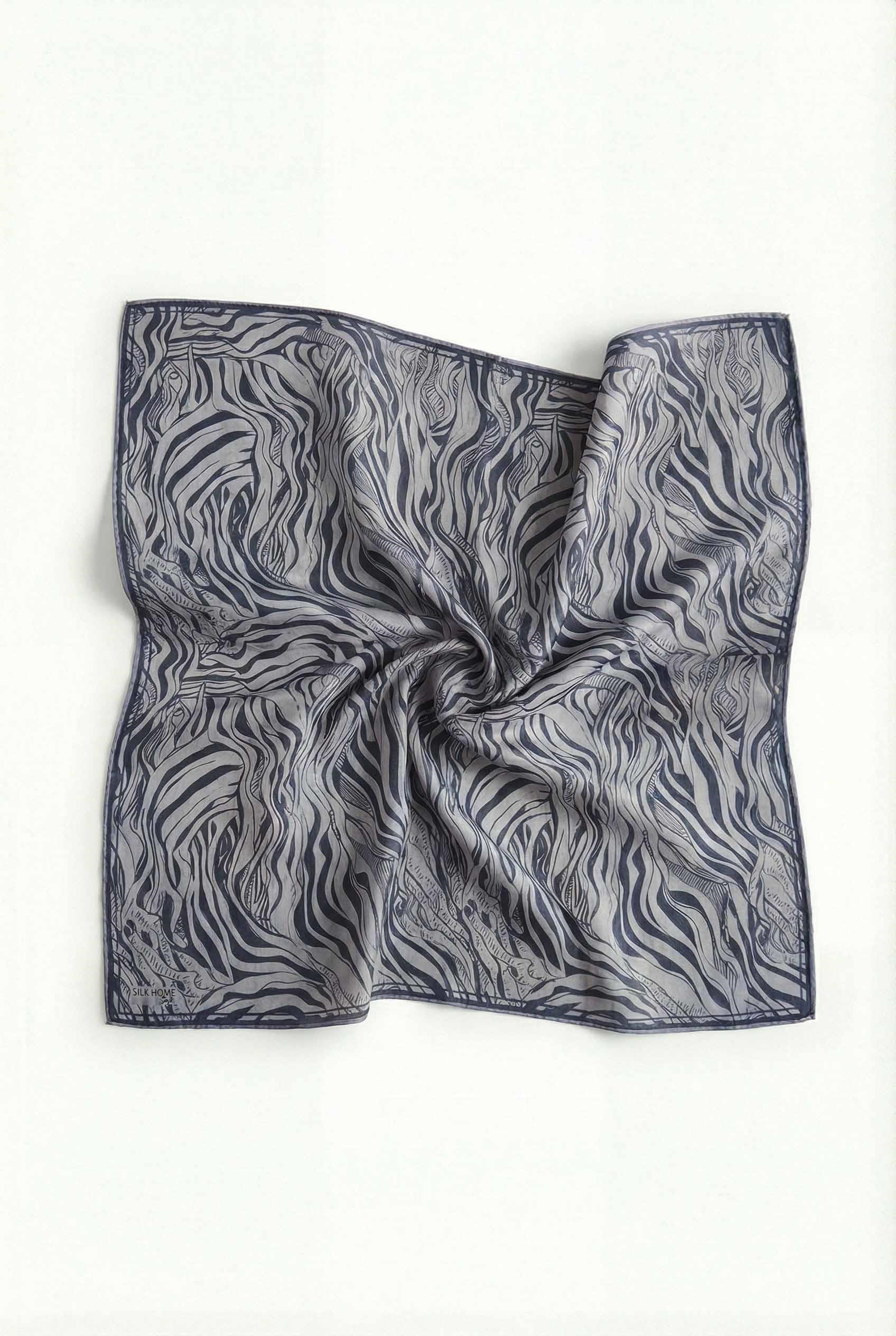 Pamuk Karışımlı Eşarp Lila Zebra Desen Soft Dokulu Kaymaz 90X90