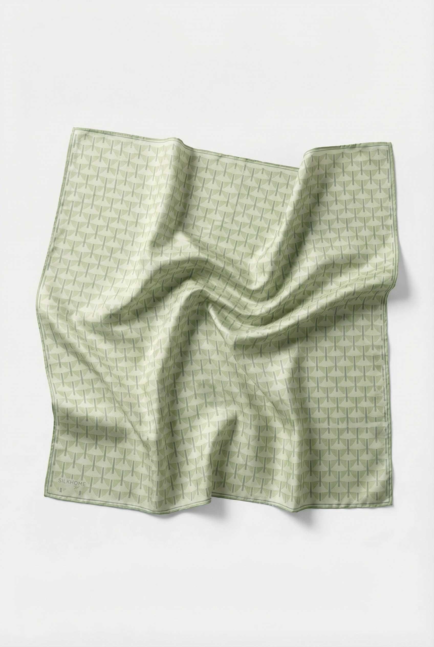 Pamuk Karışımlı Eşarp Mint Yeşili Geometrik Üçgen Desen Soft Dokulu Kaymaz 90X90