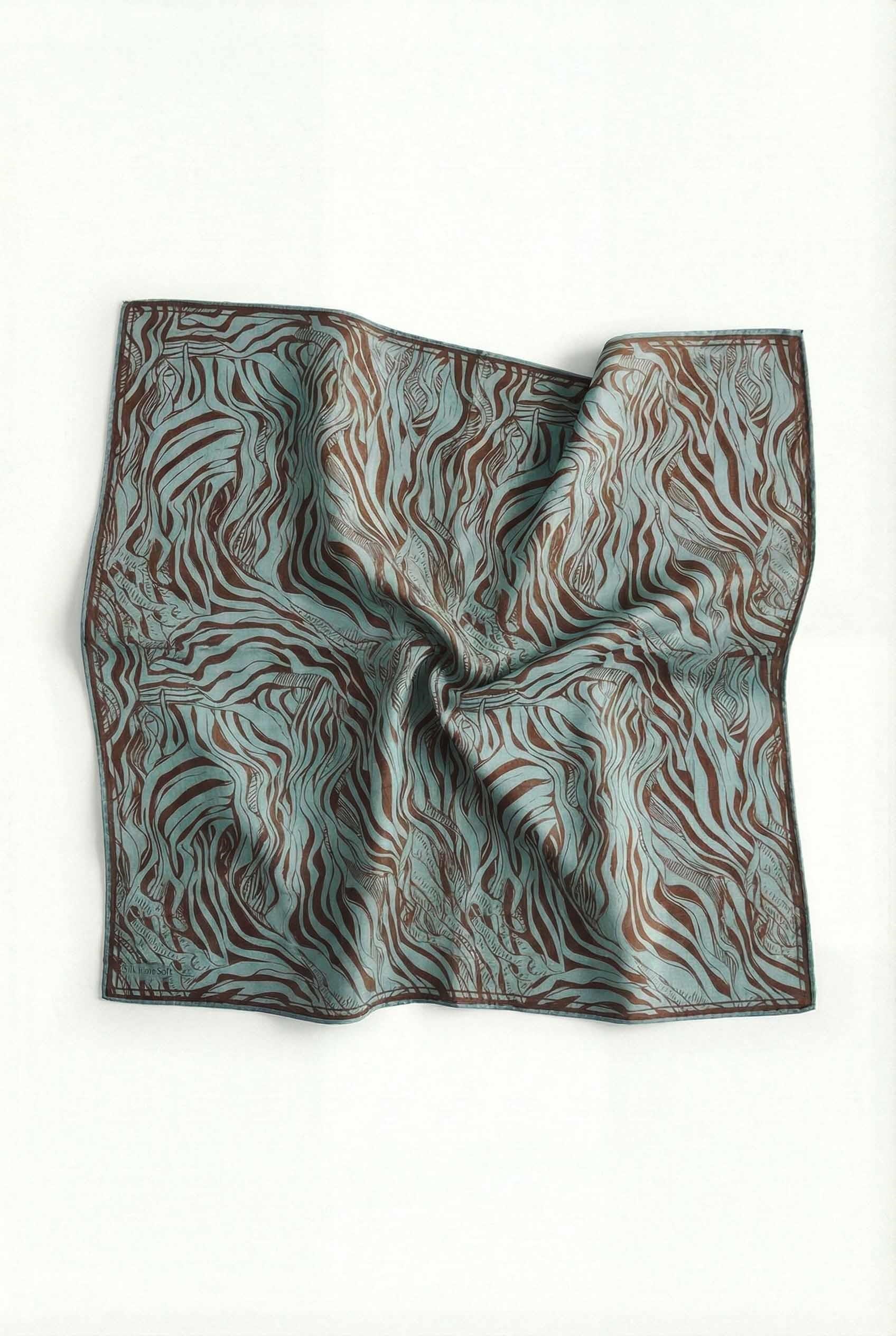 Pamuk Karışımlı Eşarp Turkuaz Zebra Desen Soft Dokulu Kaymaz 90X90