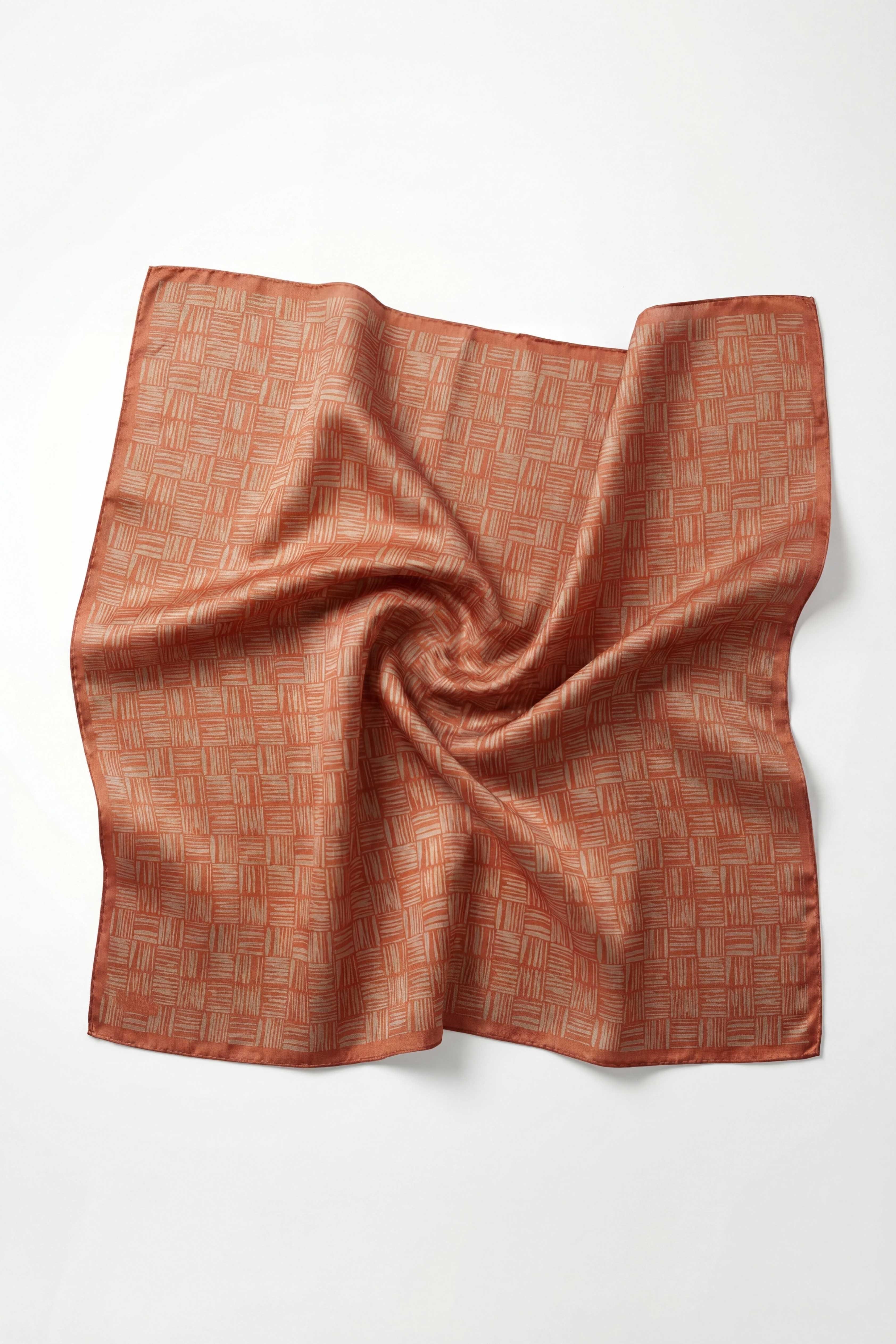 Pamuk Karışımlı Soft Eşarp Çizgi Desen Koyu Taba 90x90
