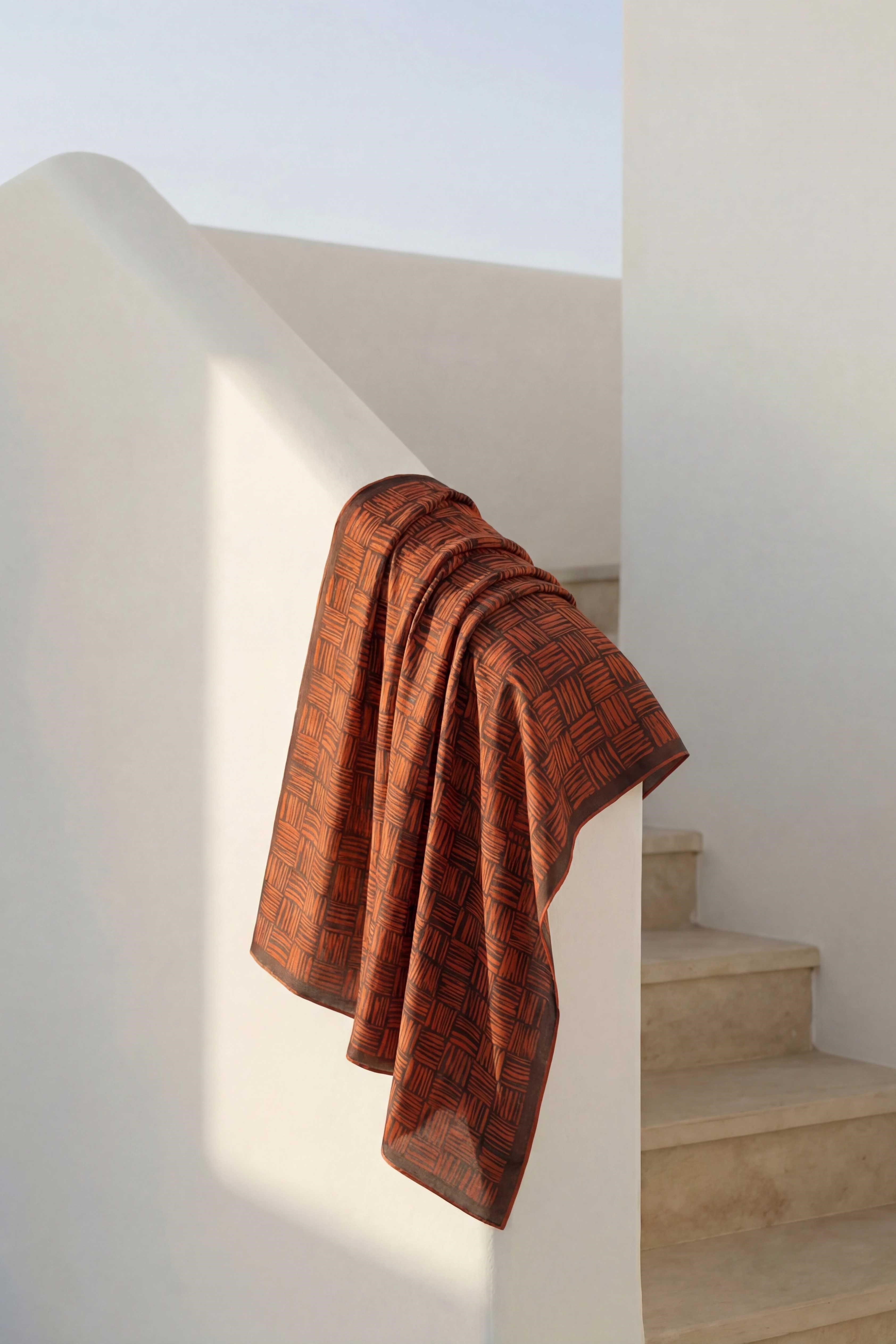 Pamuk Karışımlı Soft Eşarp Çizgi Desen Pas Rengi 90x90