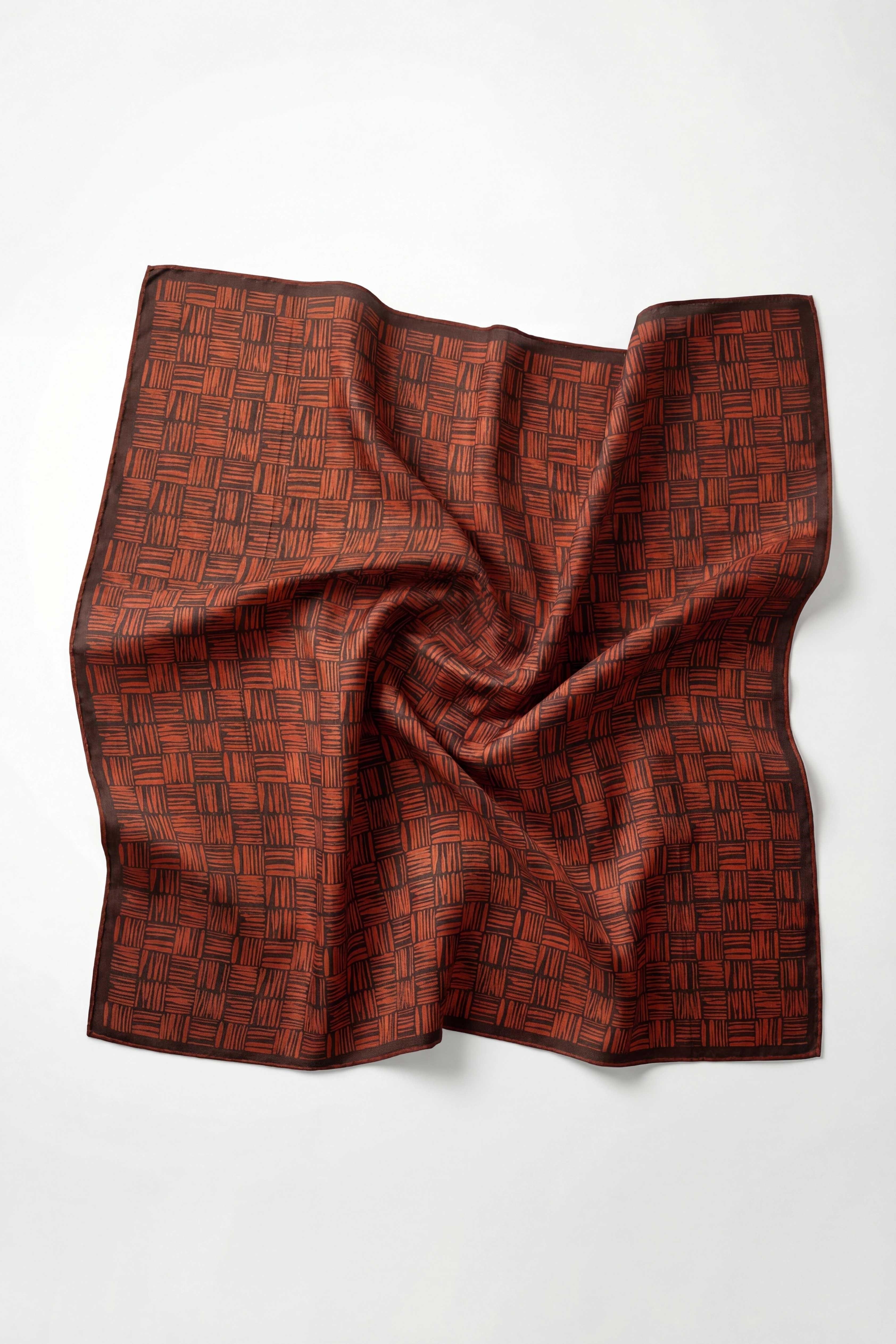 Pamuk Karışımlı Soft Eşarp Çizgi Desen Pas Rengi 90x90